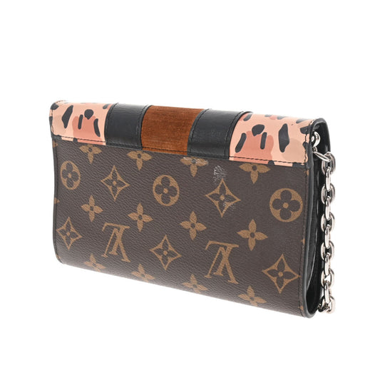 LOUIS VUITTON Monogram Portefeuille Twist Chain Leopard Brown M51832 Ladies Leather