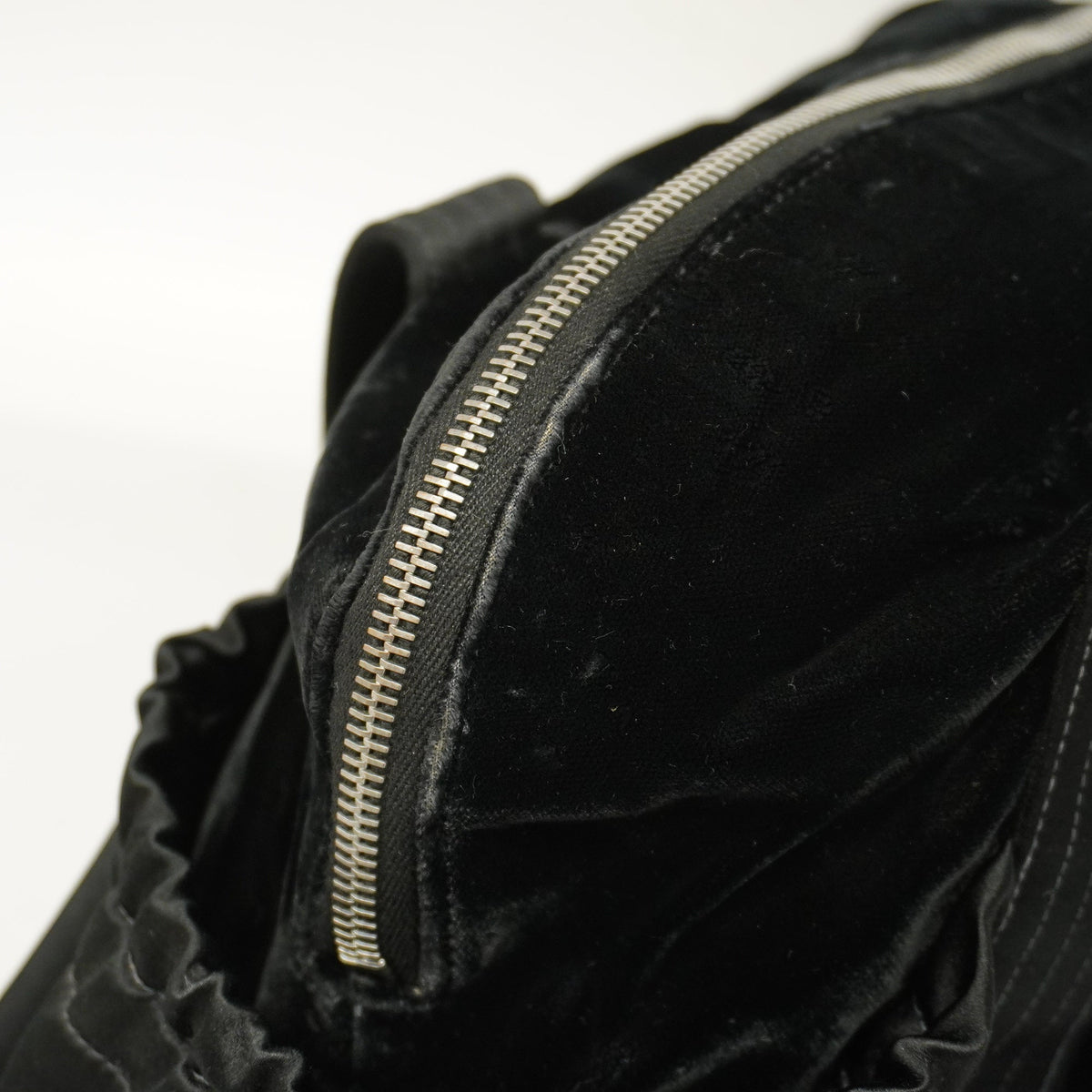 CHANELAuth  Boston Bag Men,Women, Satin,Leather Boston Bag Black