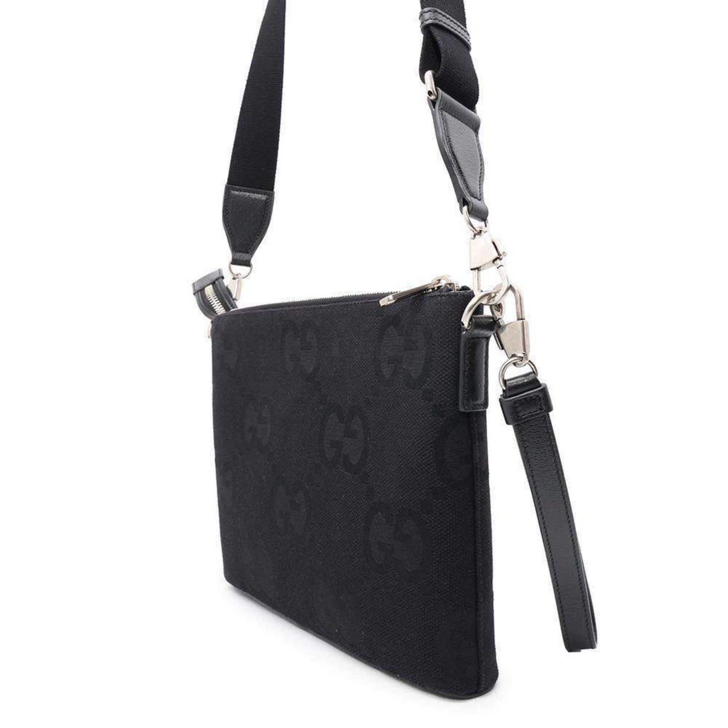 Gucci Black Canvas Leather Clutch Bag Messenger Bag Shoulder Bag