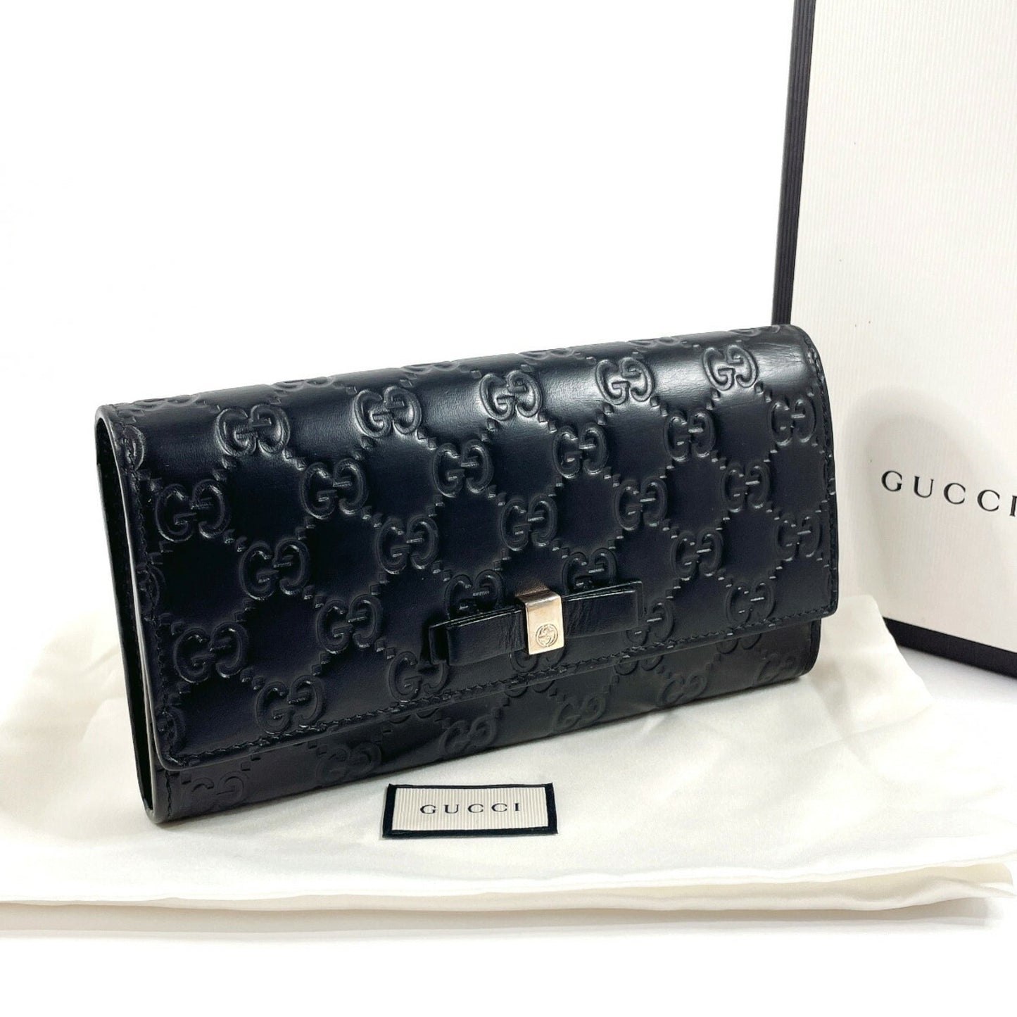 Gucci Black Leather Long Wallet (Bi-Fold)