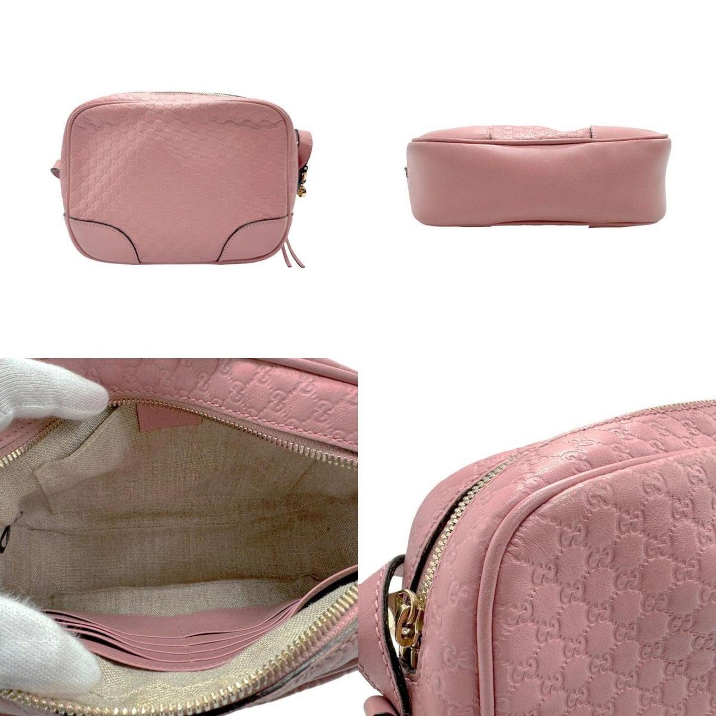 Gucci Pink Beige Leather Shoulder Bag