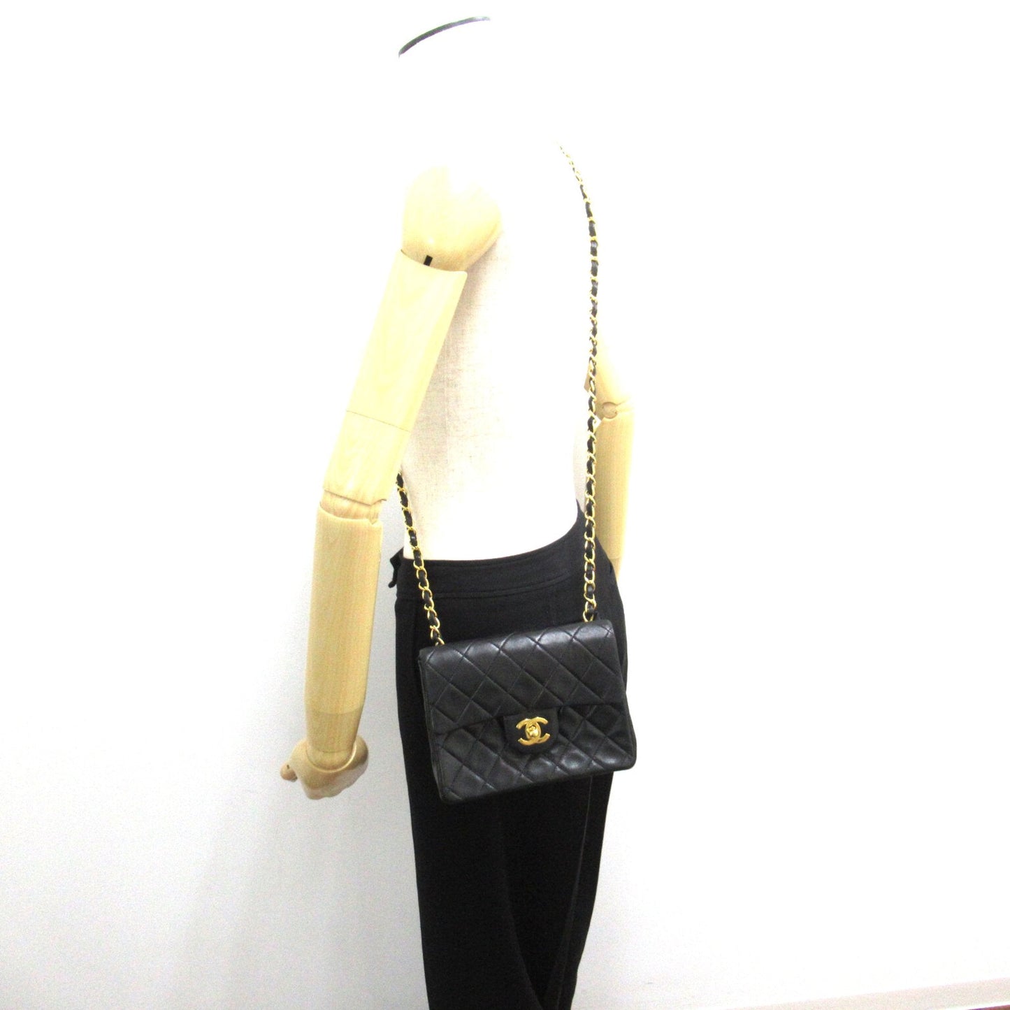 CHANEL Mini Materasse Chain Shoulder Black Lambskin (sheep leather)