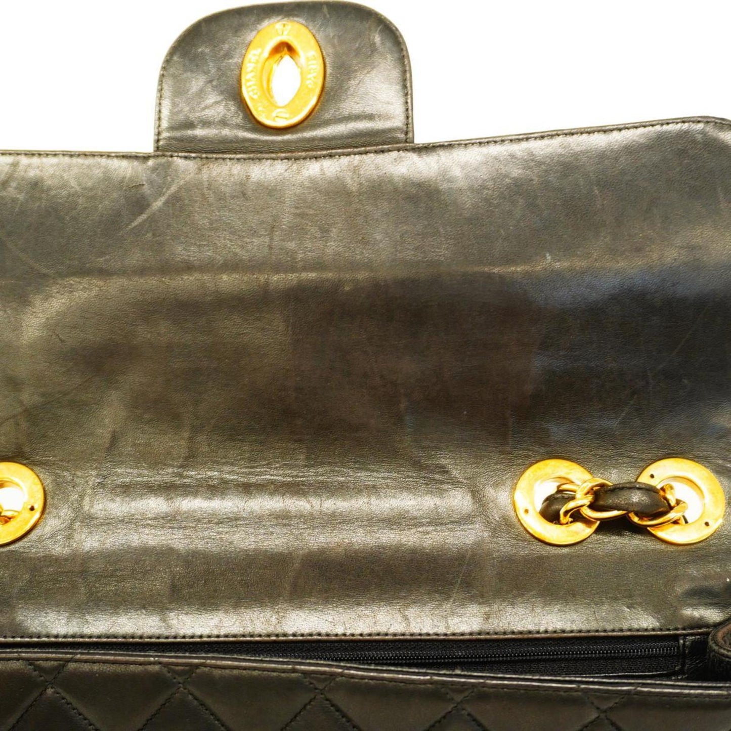 Chanel Shoulder Bag Deca Matelasse W Chain Lambskin Black Women's