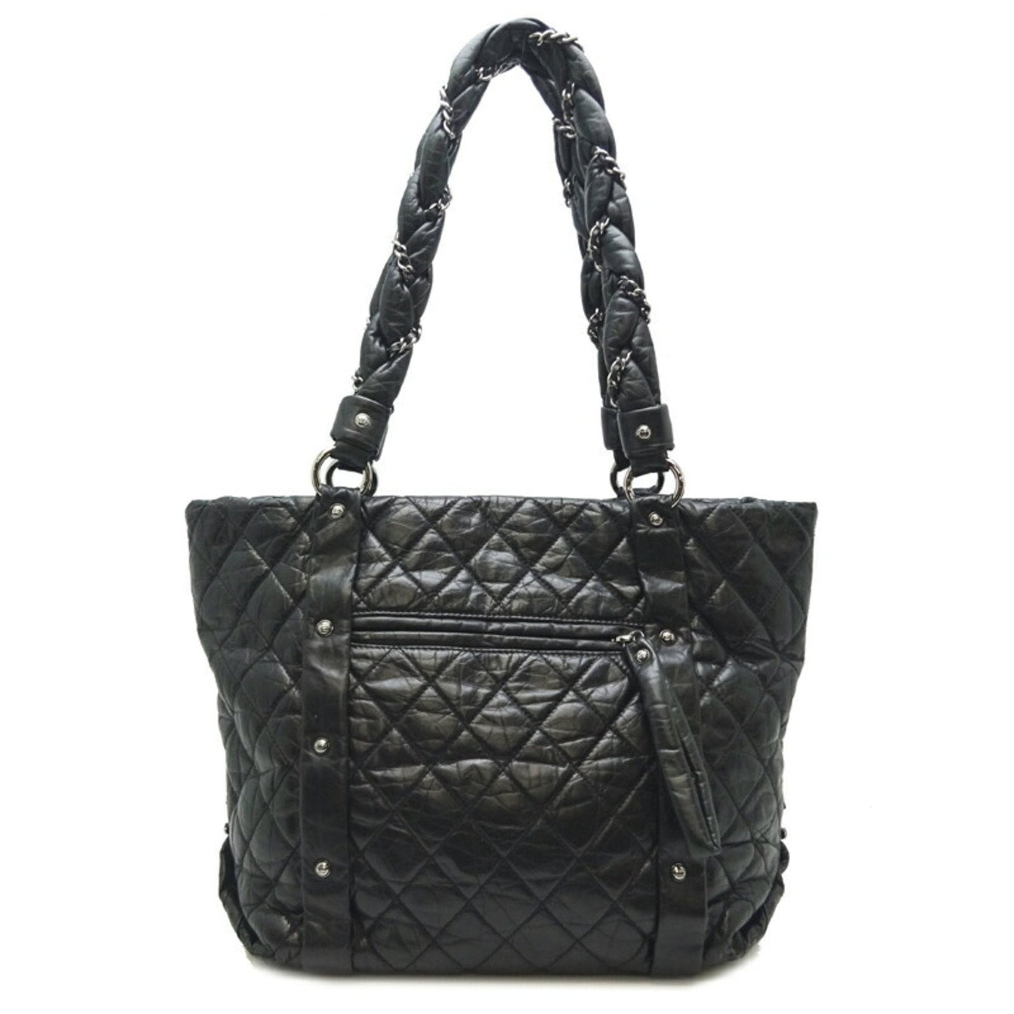 Chanel Bubble Quilted Leather Tote Bag Women's Shoulder Black