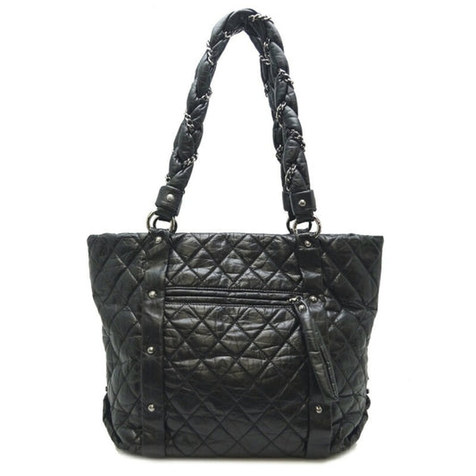 Chanel Bubble Quilted Leather Tote Bag Women's Shoulder Black