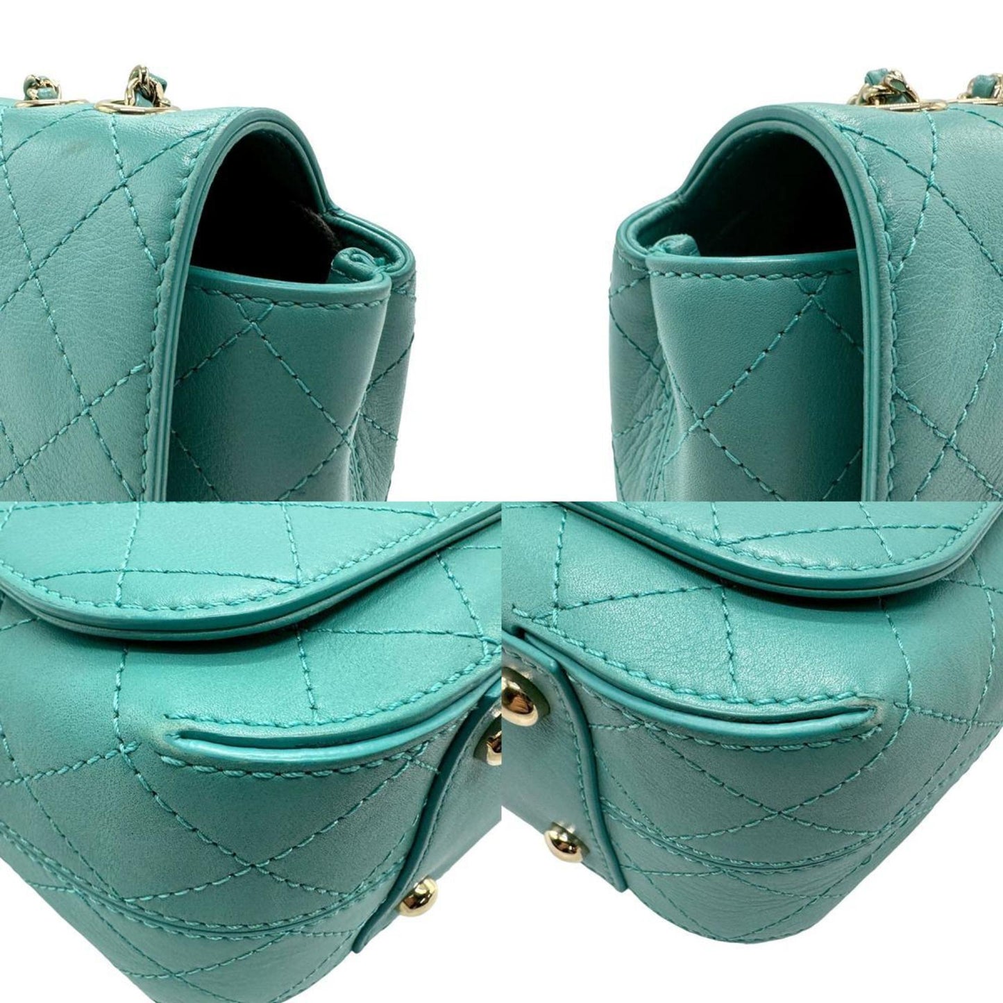 CHANEL Shoulder Bag Leather Mint Green Women's n0132