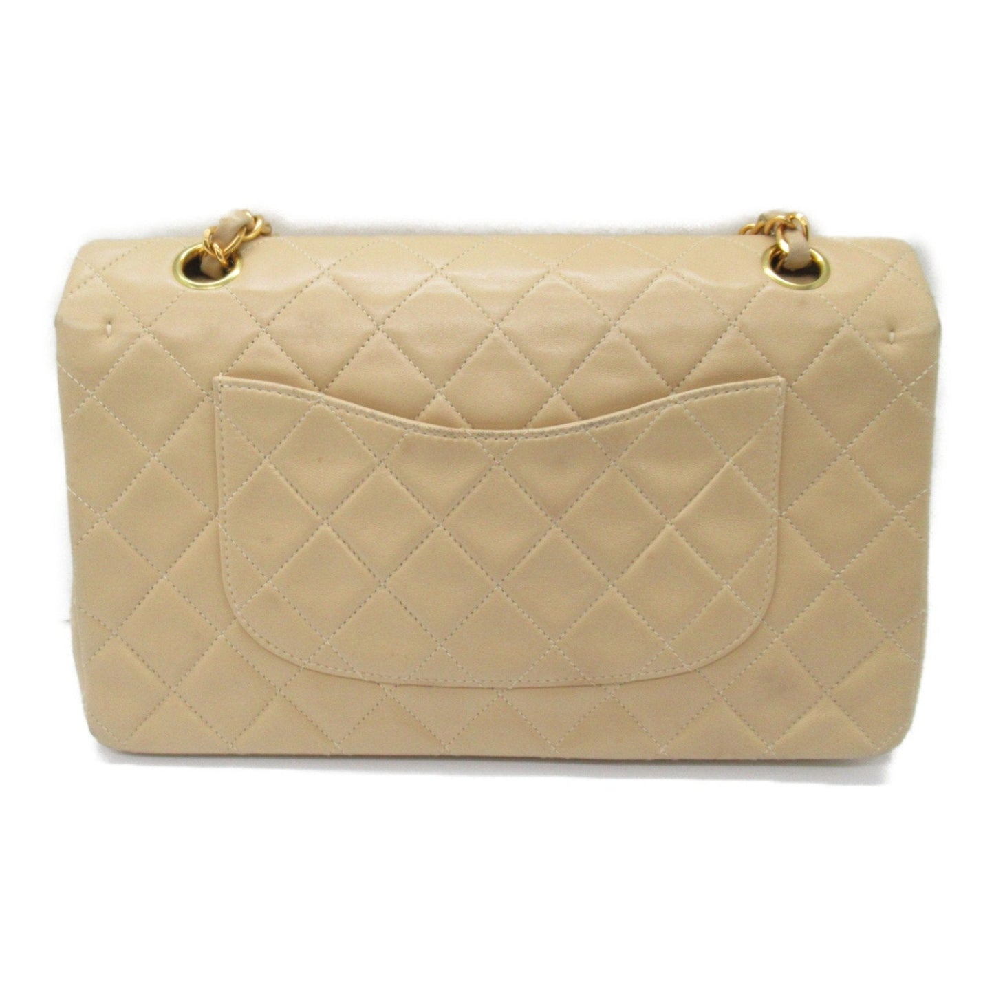 CHANEL Matelasse Double Flap ChainShoulder Bag Beige Lambskin (sheep leather)