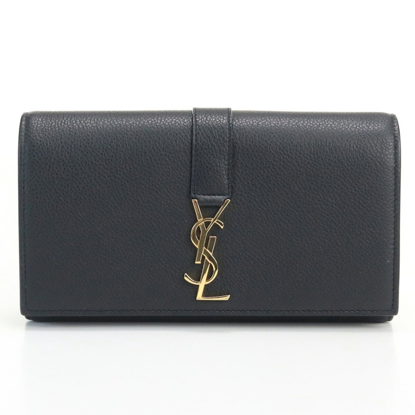 SAINT LAURENT large flap YSL line 414567 B680J 1000 long wallet leather ladies