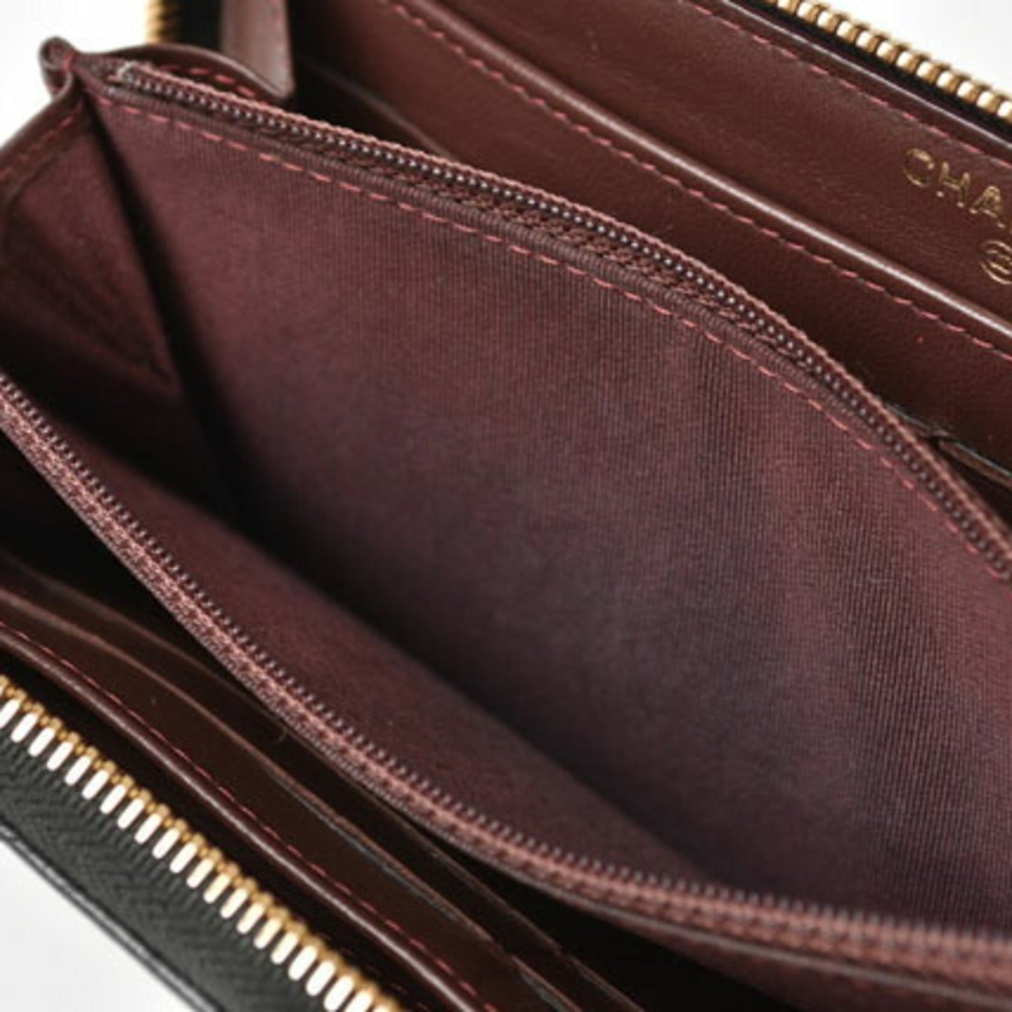 Chanel Wallet A50097  Long Round Zipper Timeless Classic Matelasse Lambskin Black Bordeaux