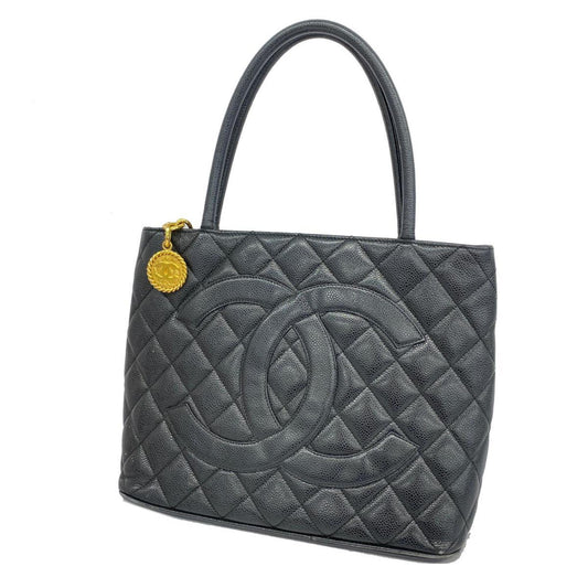 Chanel Tote Bag Reproduction Caviar Skin Black Women's