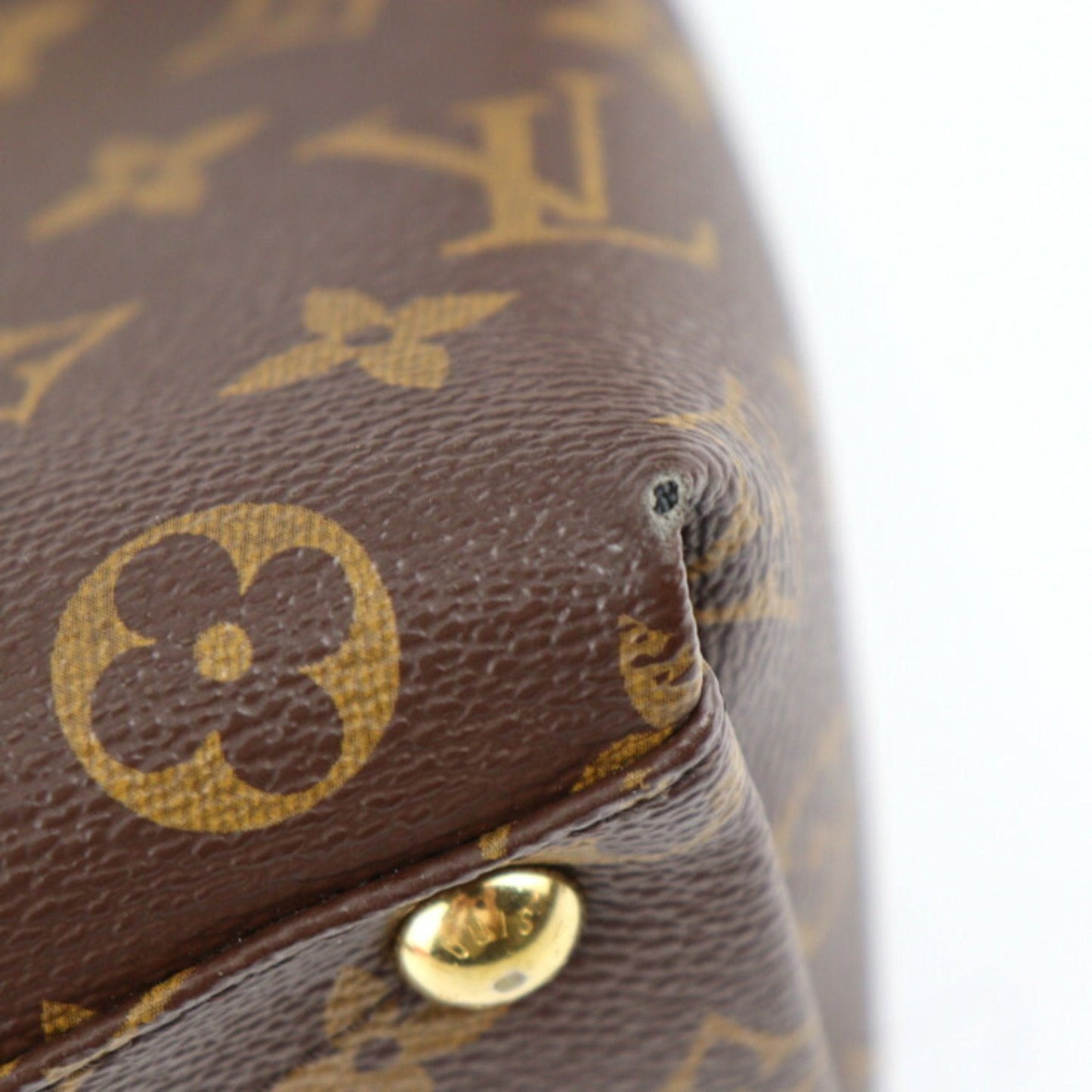 LOUIS VUITTON V tote BB handbag M43976 monogram canvas leather brown black gold metal fittings 2WAY shoulder bag