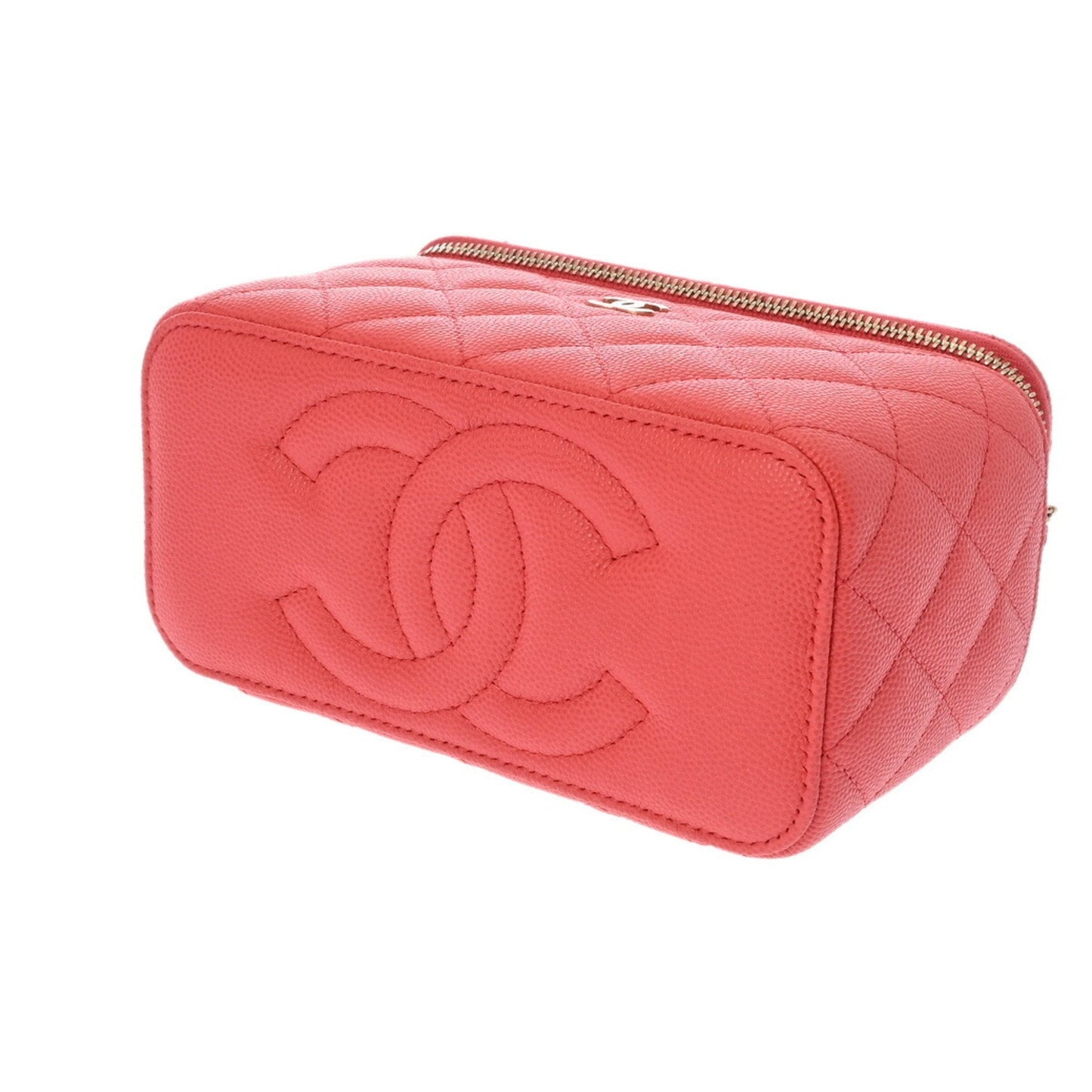 CHANEL Chanel Matelasse Chain Vanity Pink Orange AP1341 Women's Caviar Skin Shoulder Bag