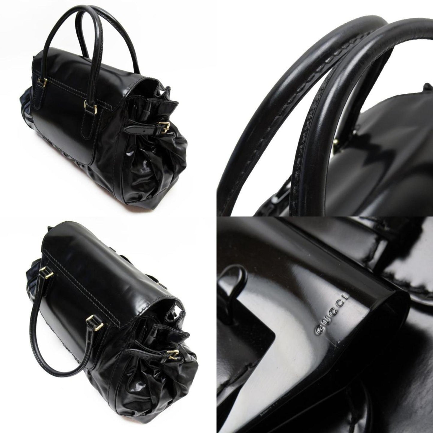 Gucci Black Coated Canvas Pvc Leather Handbag
