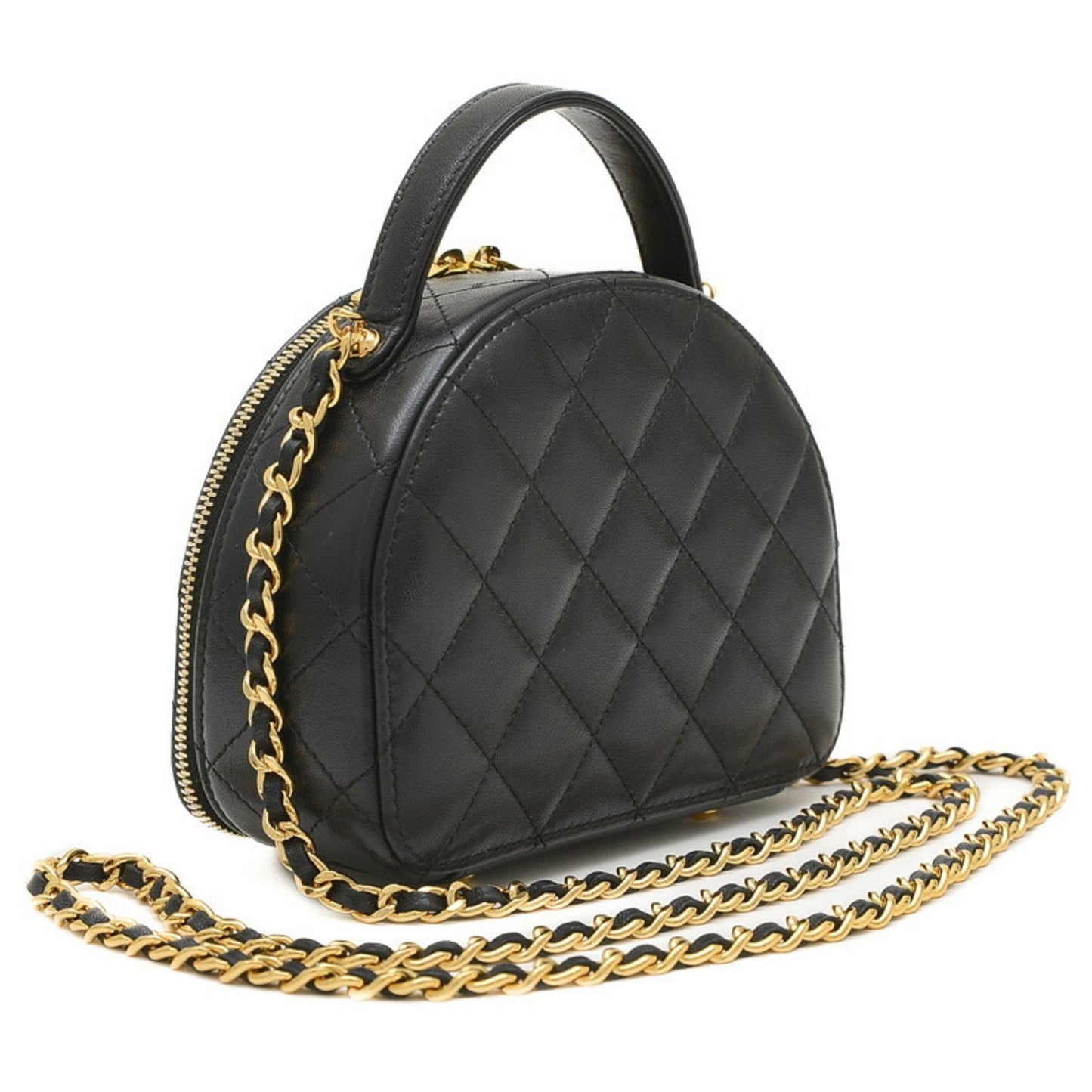 Chanel Matelasse 2-Way Chain Shoulder Bag, Lambskin, Black, AP3088