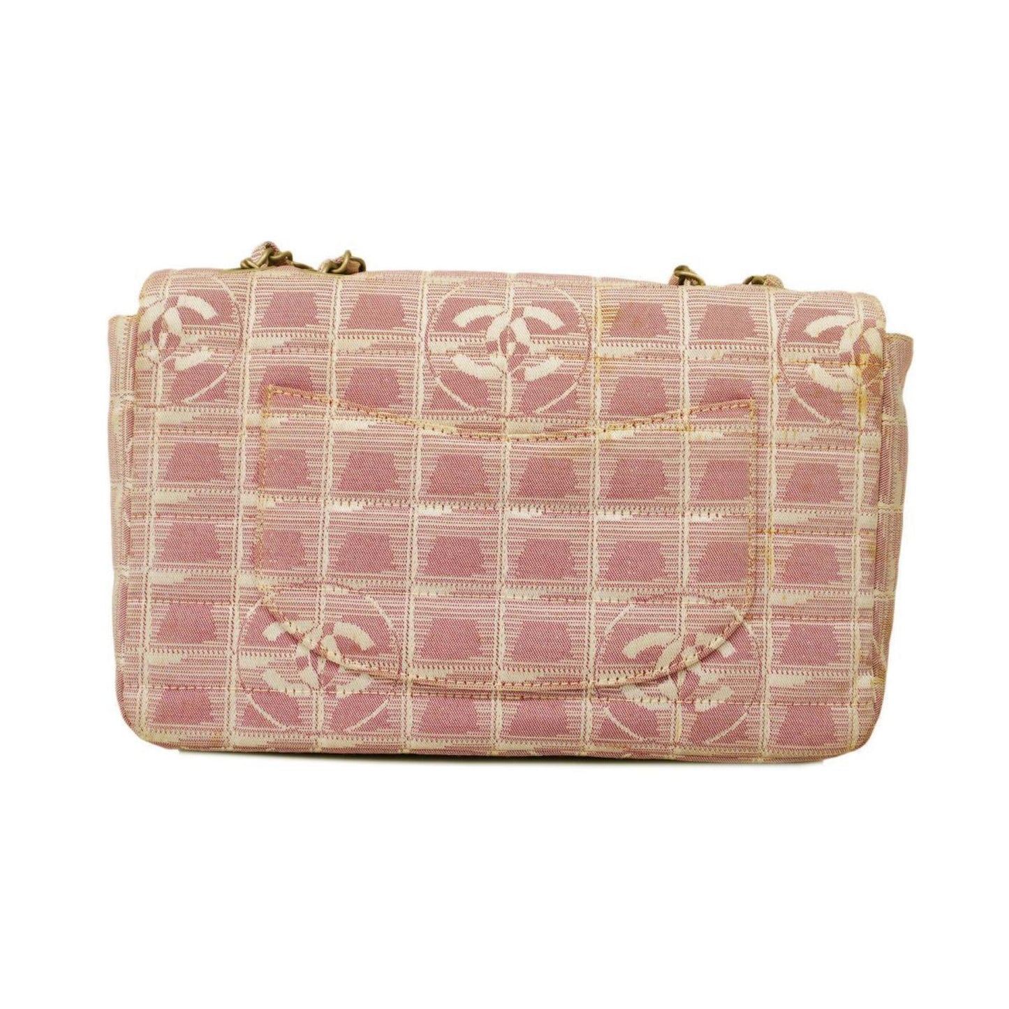 Chanel Shoulder Bag New Travel W Chain Nylon Pink Women's