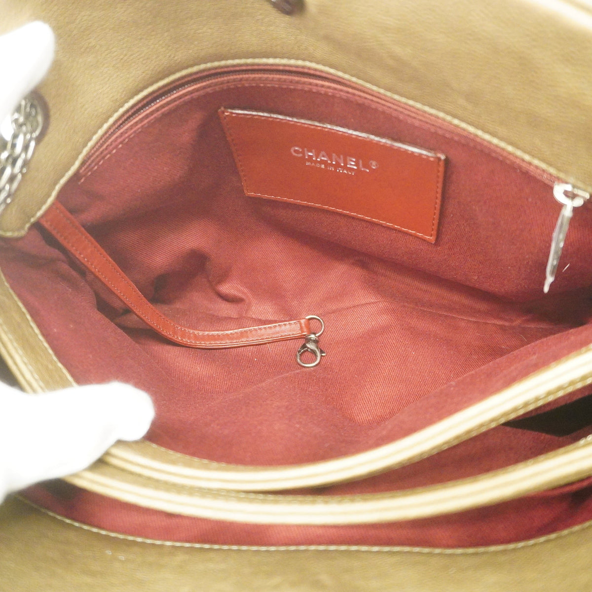 ChanelAuth  Matelasse Chain Shoulder Women's Leather Shoulder Bag Khaki