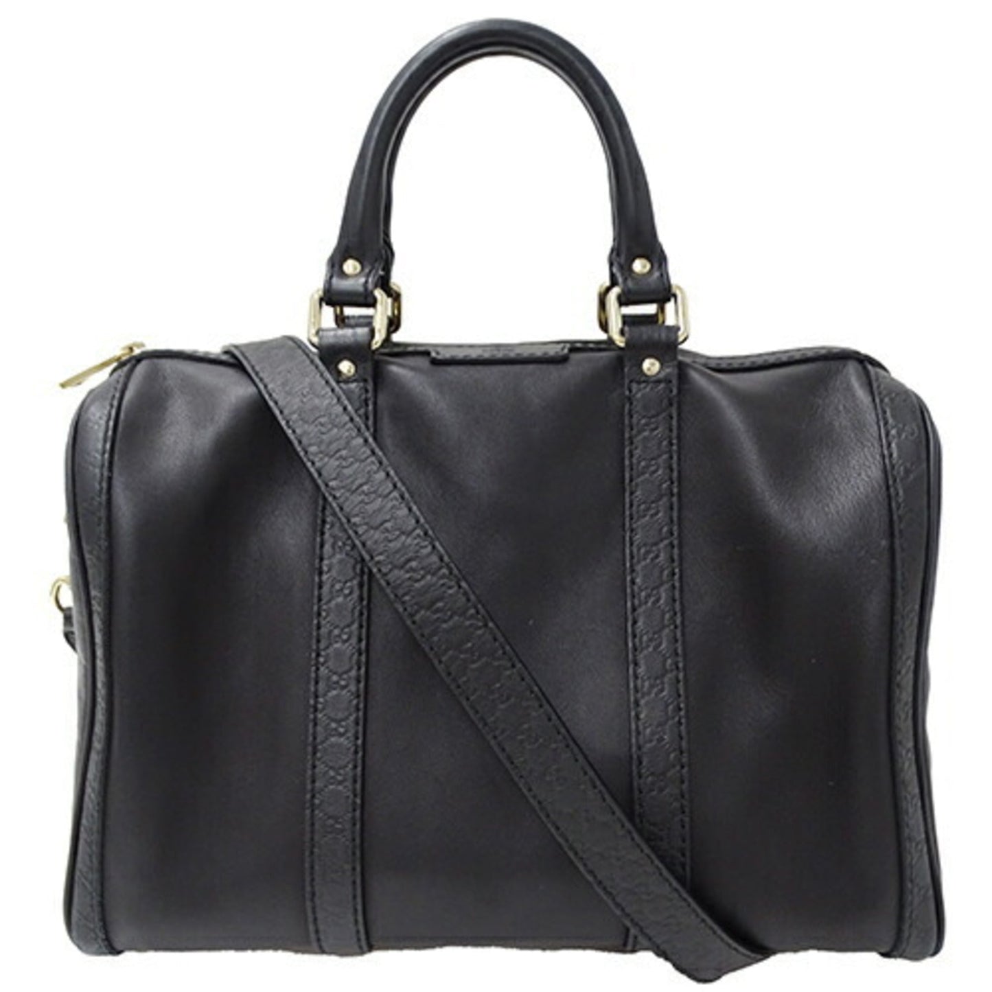 Gucci Microguccissima Black Leather Boston Bag Handbag Shoulder Bag