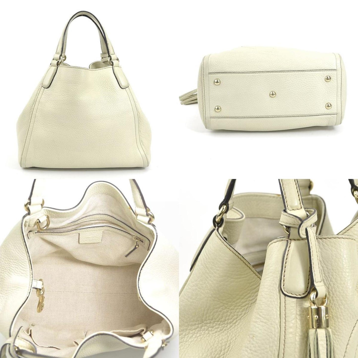 GUCCI Handbag Crossbody Shoulder Bag Soho Leather Off-White Light Gold Ladies 336751