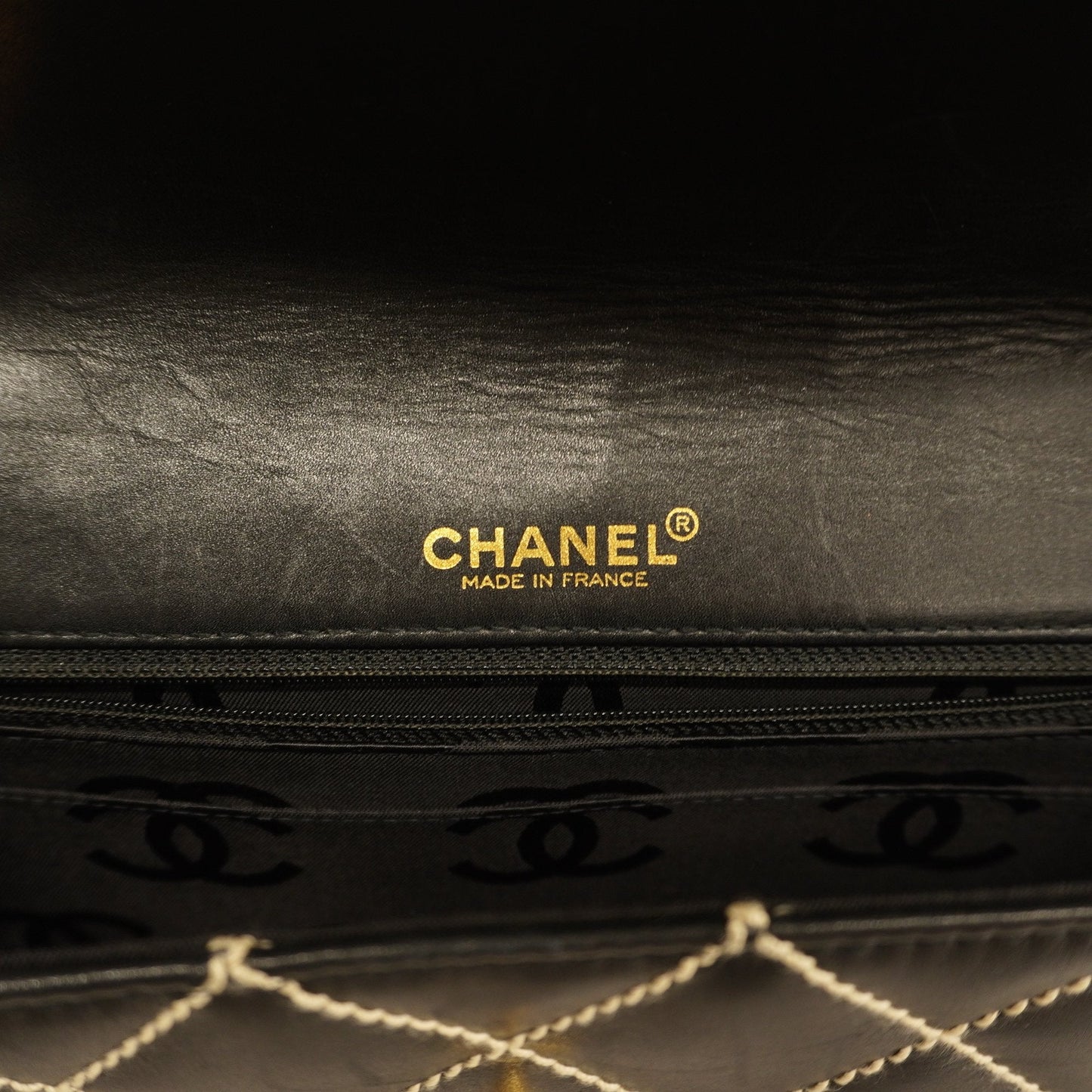 Chanel shoulder bag wild stitch W chain leather black gold metal