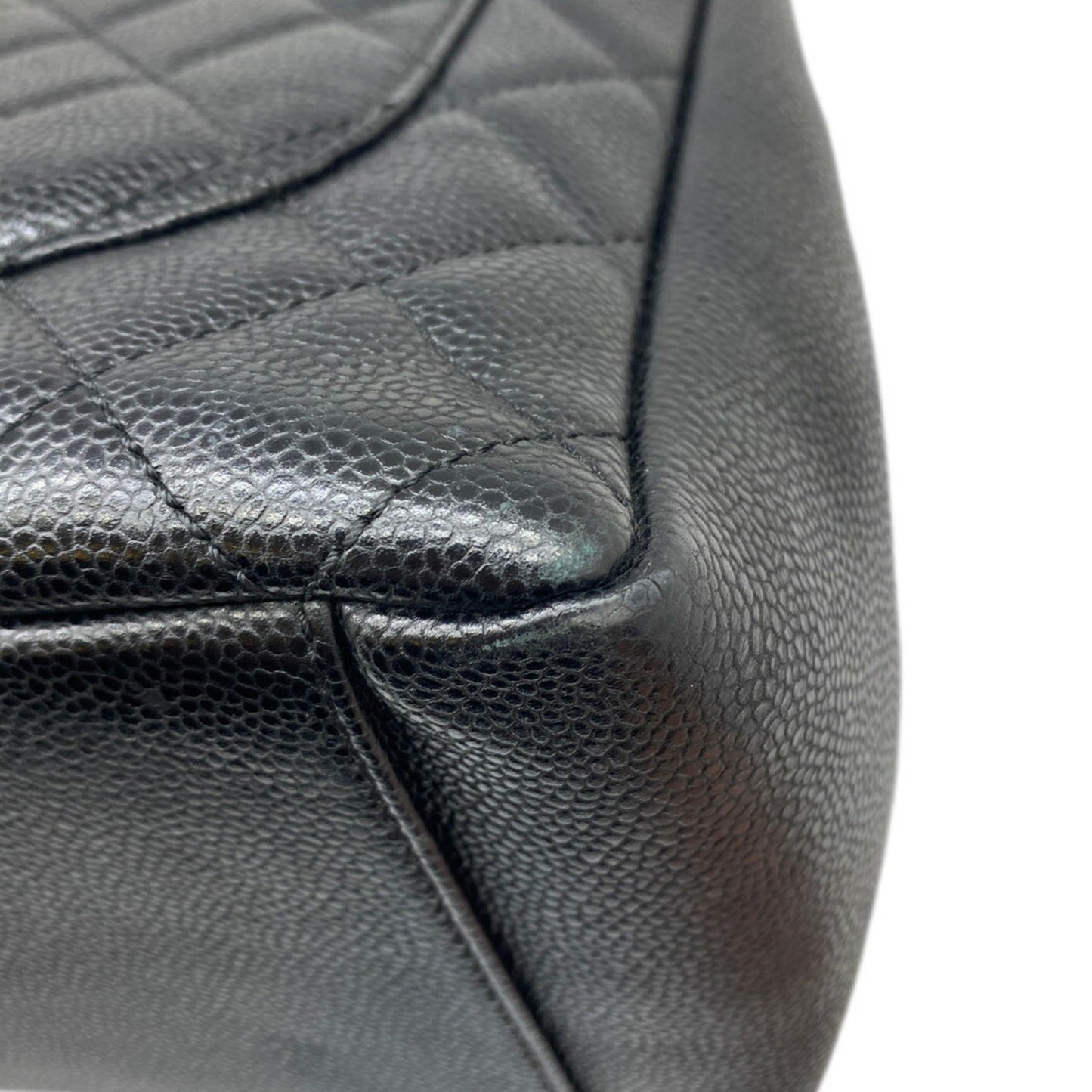 CHANEL Tote Bag GST Coco Mark Handbag Chain Shoulder Compatible Caviar Skin Black Women's