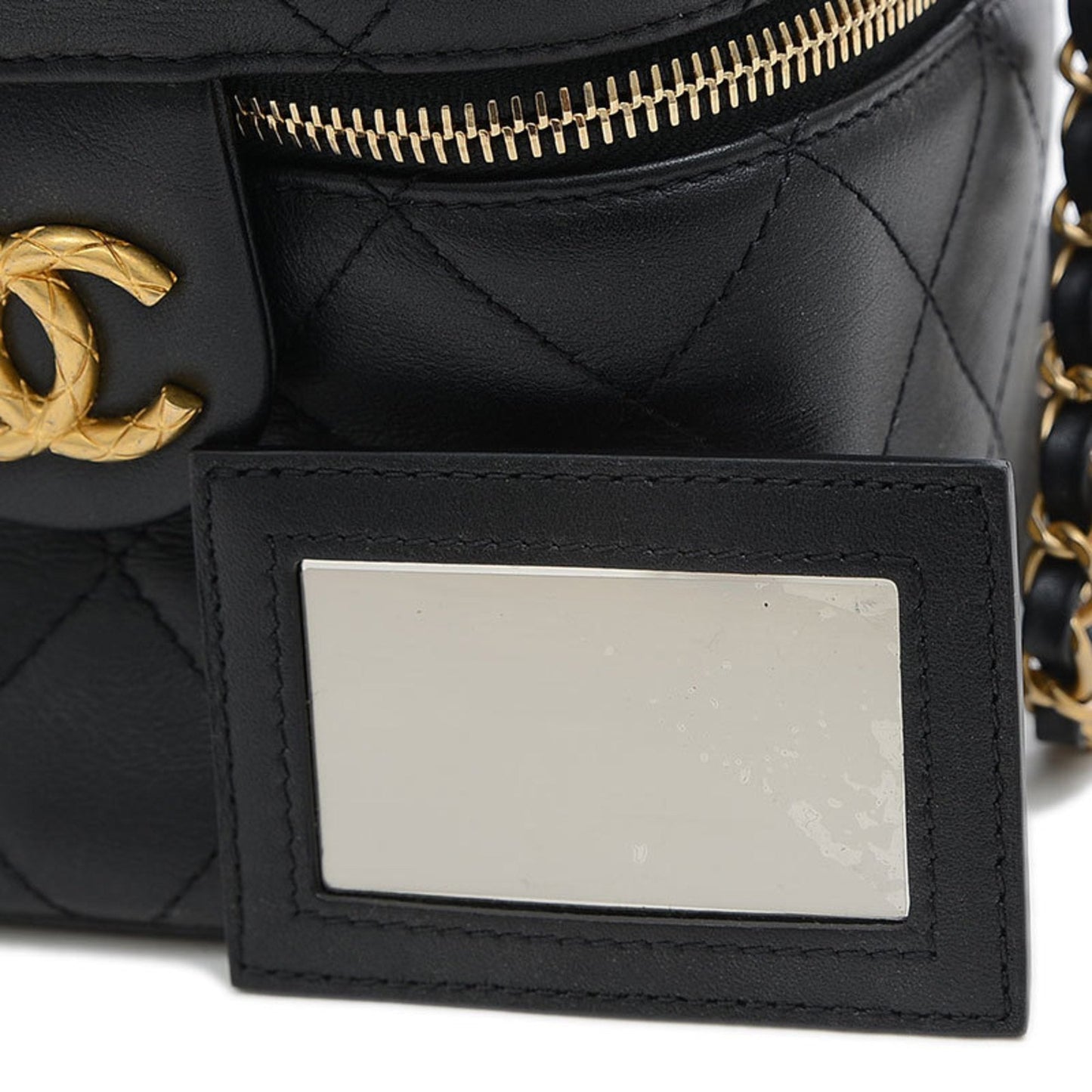 Chanel Matelasse Small Vanity Chain Shoulder Bag Calf Black AS3228