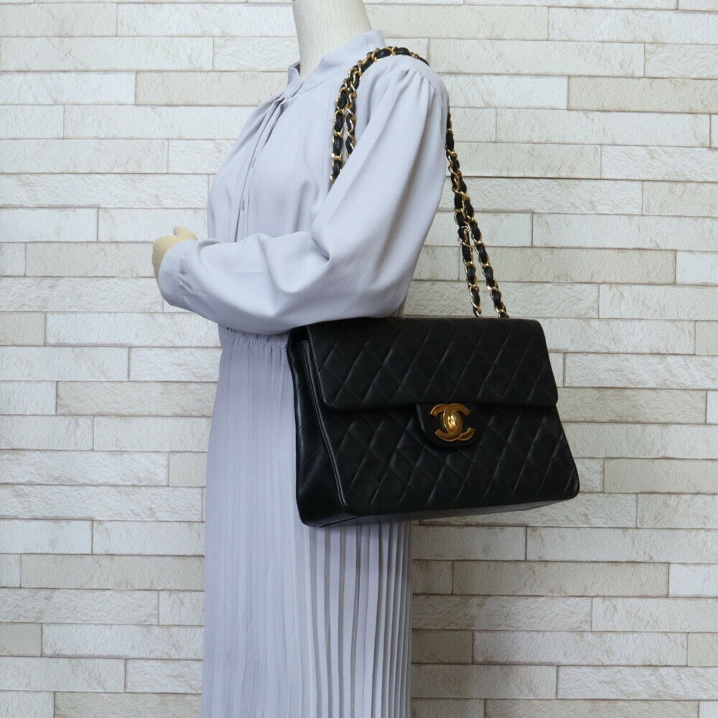 Chanel Deca Matelasse 34 Shoulder Bag Lambskin Black Women's CHANEL Chain