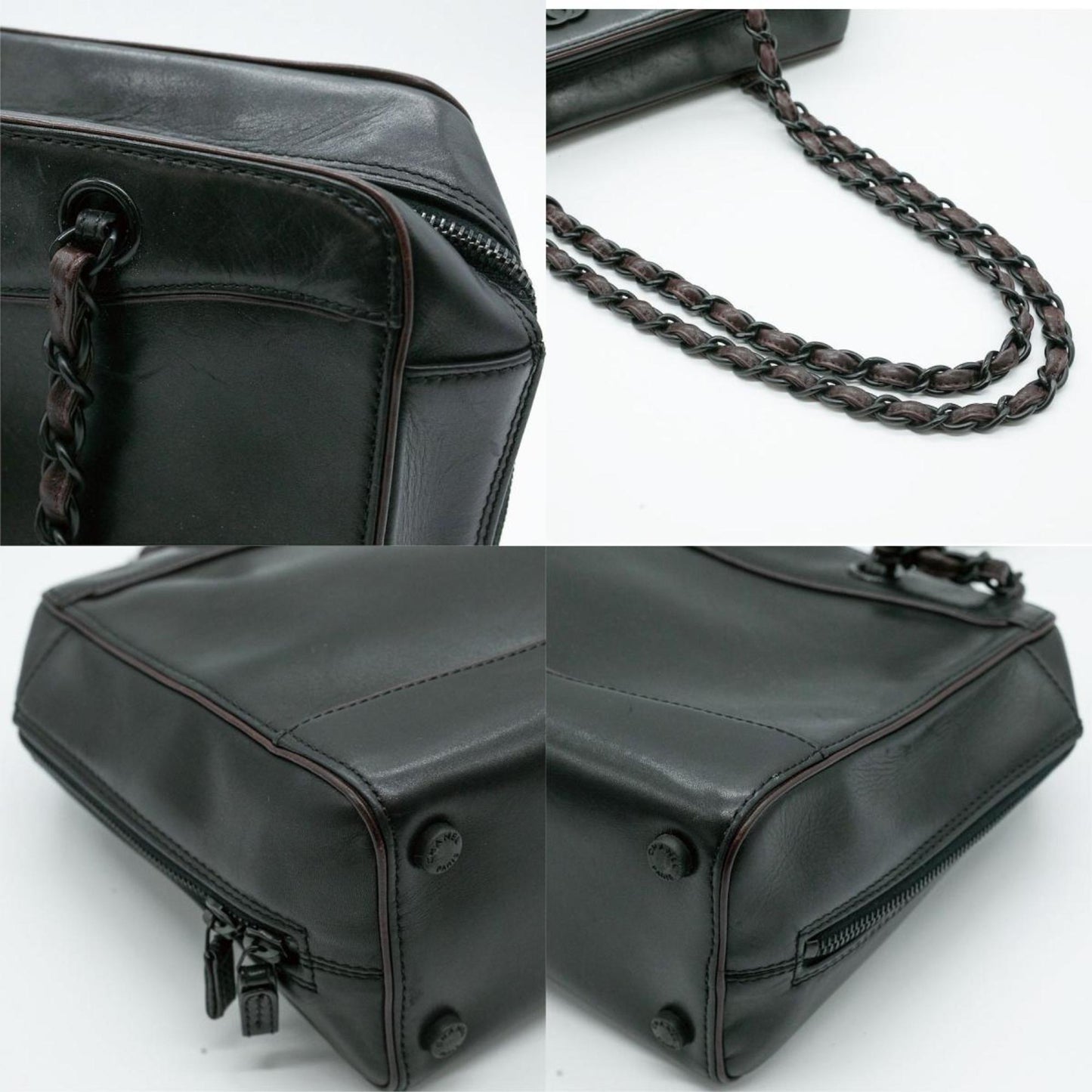 CHANEL Shoulder Bag Coco Mark Chain Calfskin Black Women's PD281