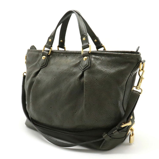 LOUIS VUITTON Monogram Mahina Stella PM Tote Bag Shoulder Calf Leather Khaki M93823
