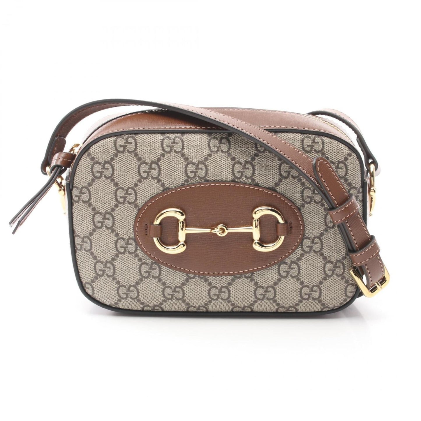 Gucci Beige Brown Coated Canvas Pvc Leather Shoulder Bag