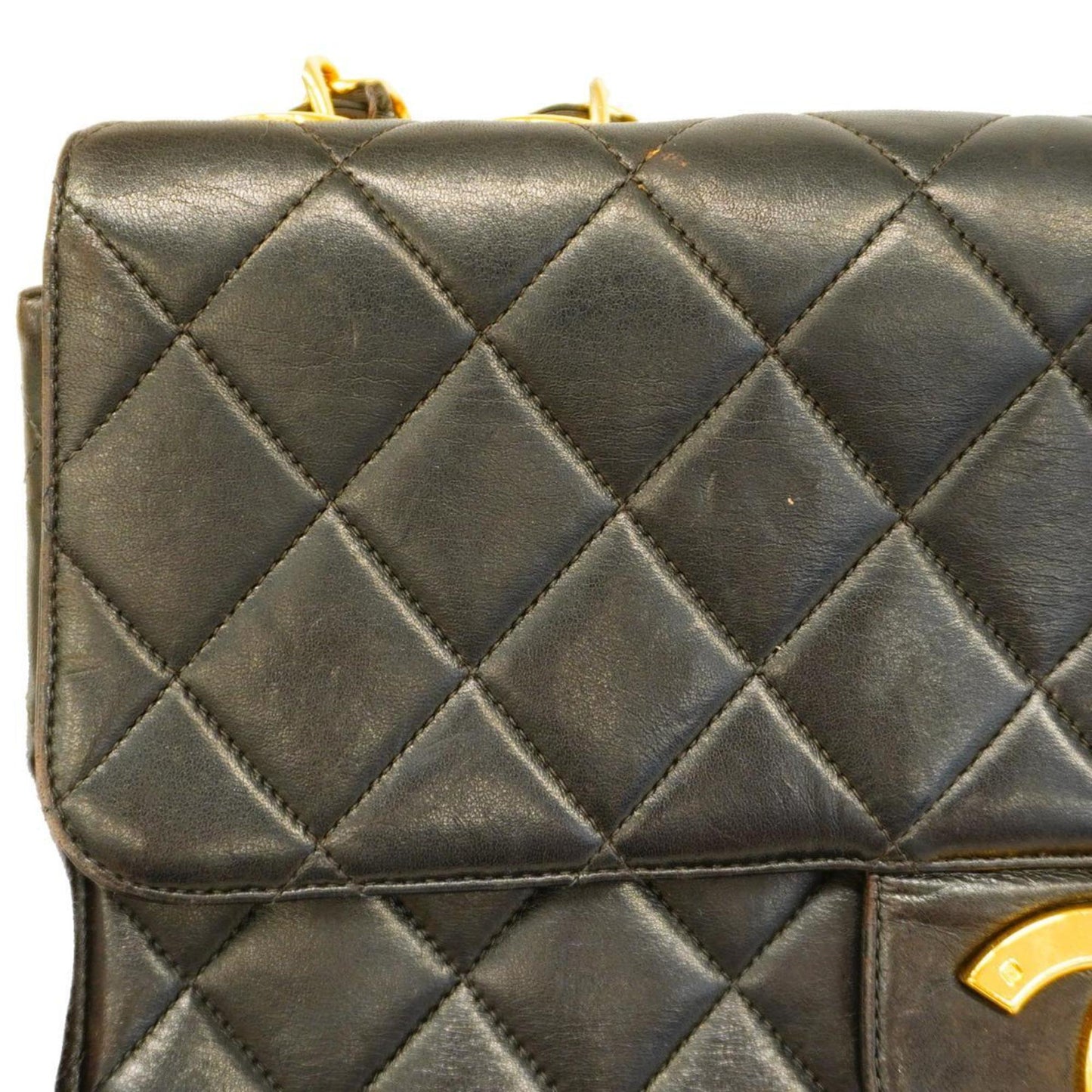 Chanel Shoulder Bag Deca Matelasse W Chain Lambskin Black Women's