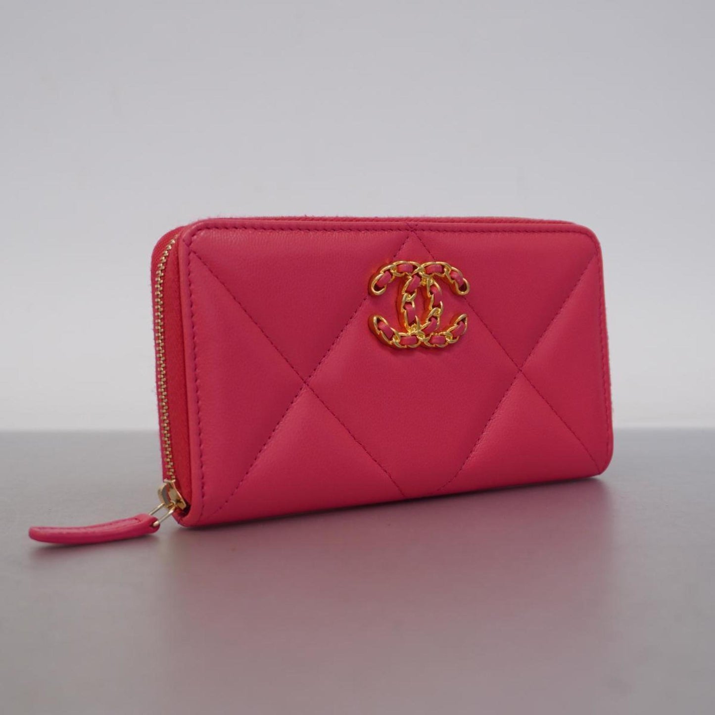 Chanel Wallet 19 Lambskin Pink Women's