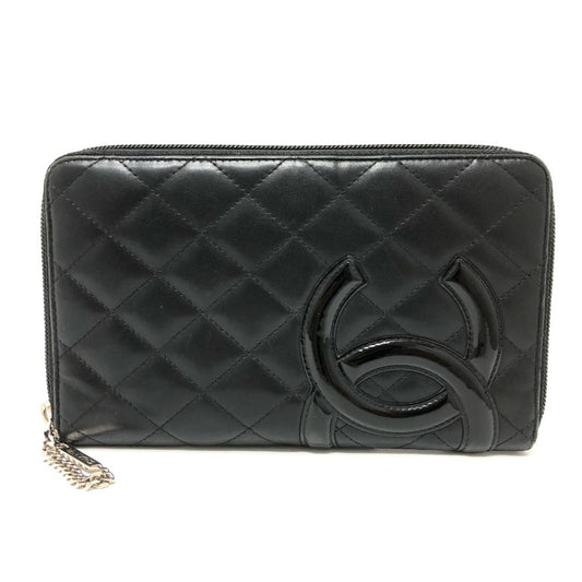 Chanel A26710 Cambon Line organizer travel case wallet Long Wallet Black Pink /SilverHardware