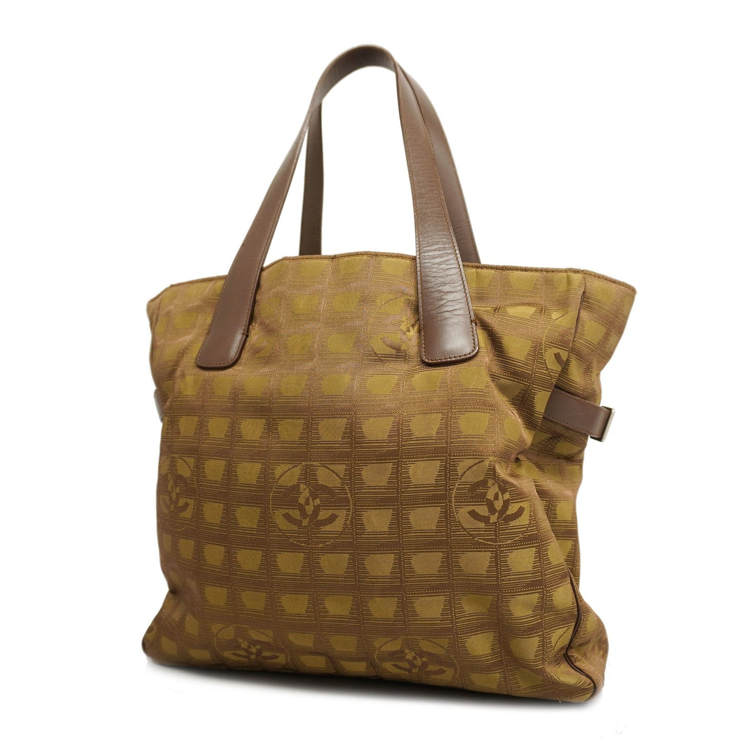 ChanelAuth  New Travel Line Tote Bag Women's Nylon,Leather Khaki