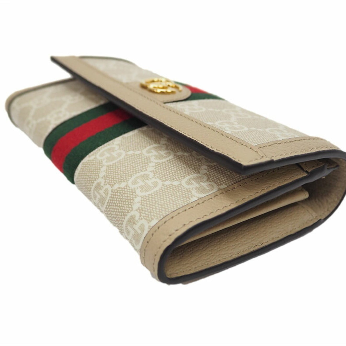 Gucci Ophidia Beige White Gg Supreme Long Wallet (Bi-Fold)