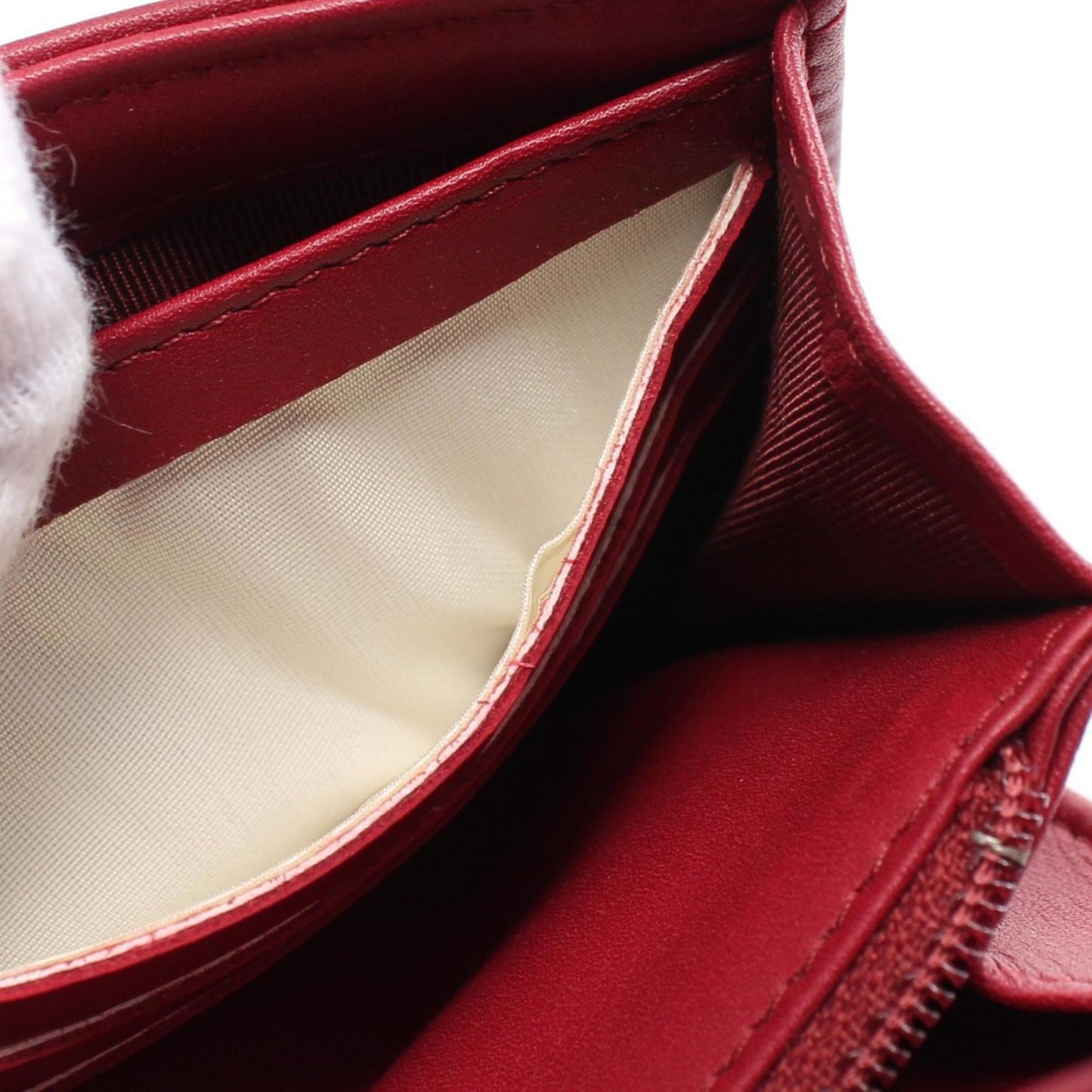 CHANEL Ultra Stitch Coco Mark Bi-fold Long Wallet Leather Women's Red A69097