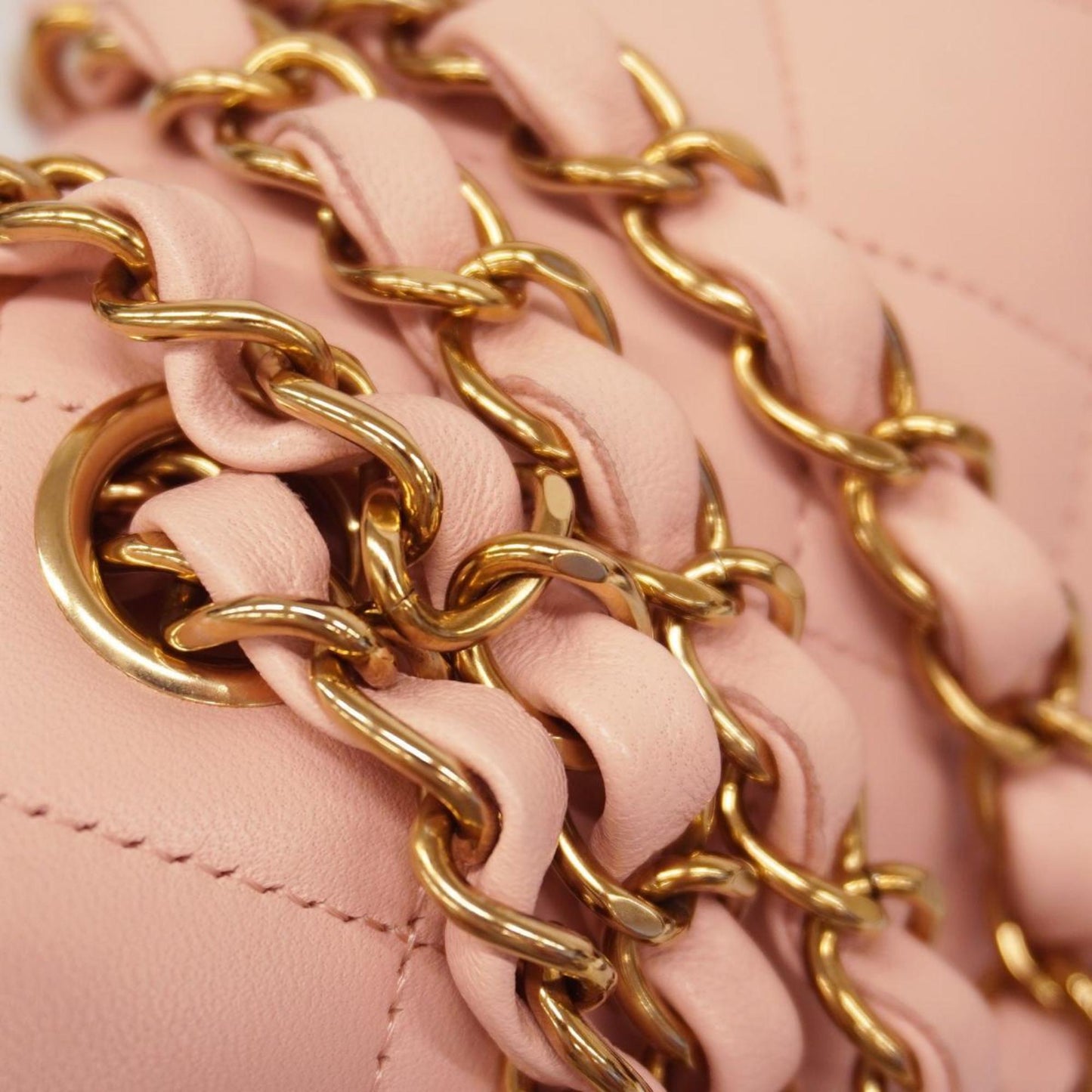 Chanel Shoulder Bag Matelasse W Flap Chain Lambskin Pink Champagne Women's