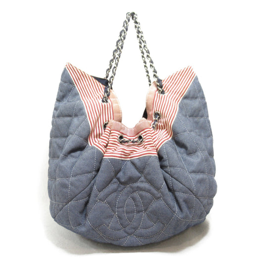CHANEL Cococabus GM Shoulder Bag Blue Indigo Blue/Red/White denim A46887