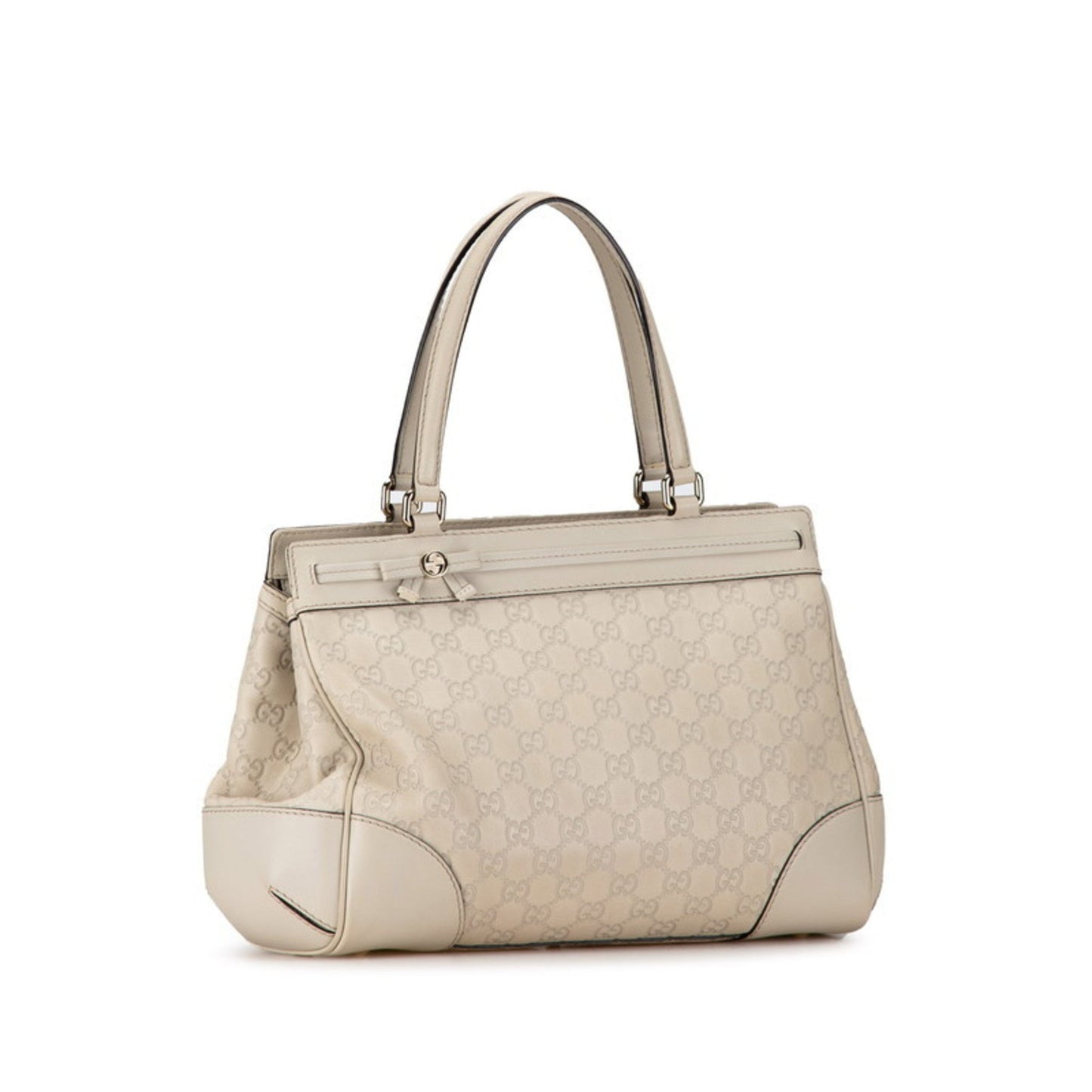 Gucci Beige Ivory Leather Handbag Tote Bag
