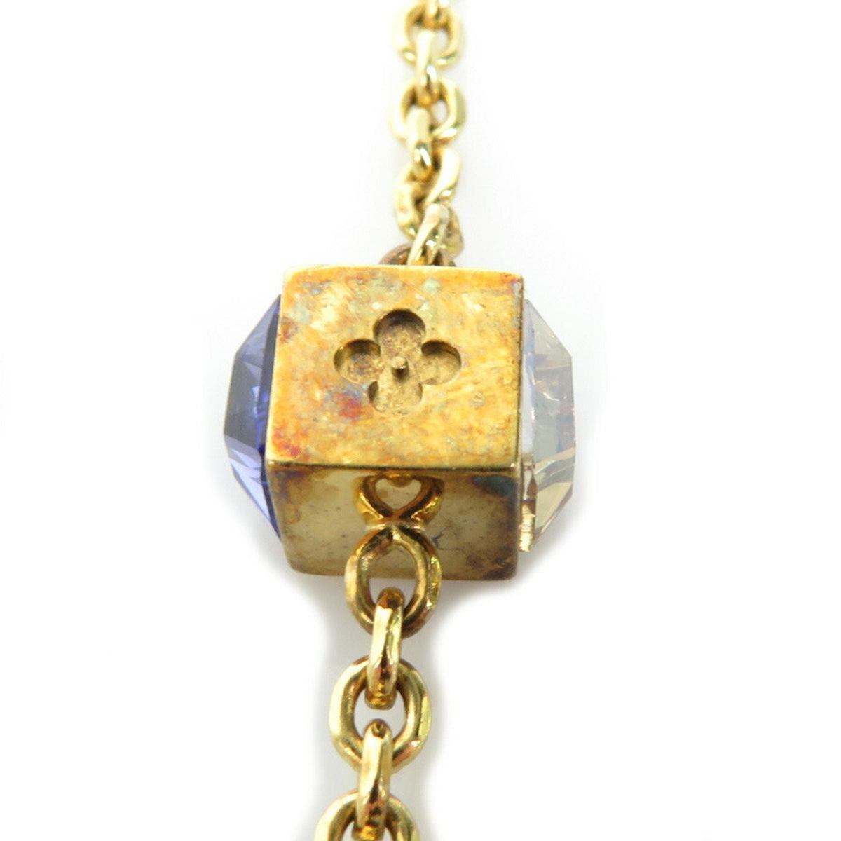 LOUIS VUITTON Necklace Collier Gamble Metal/Rhinestone Gold/Purple Unisex