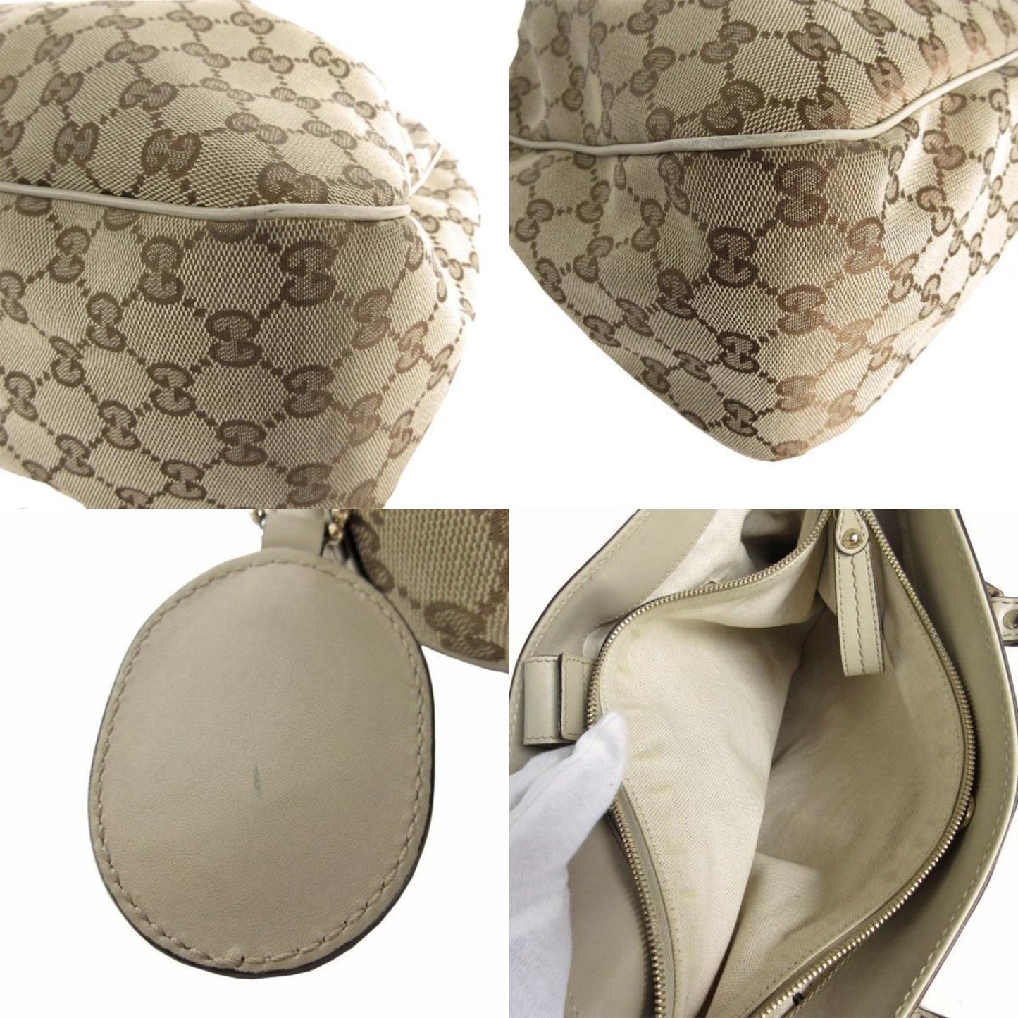 Gucci Beige Canvas Leather Handbag