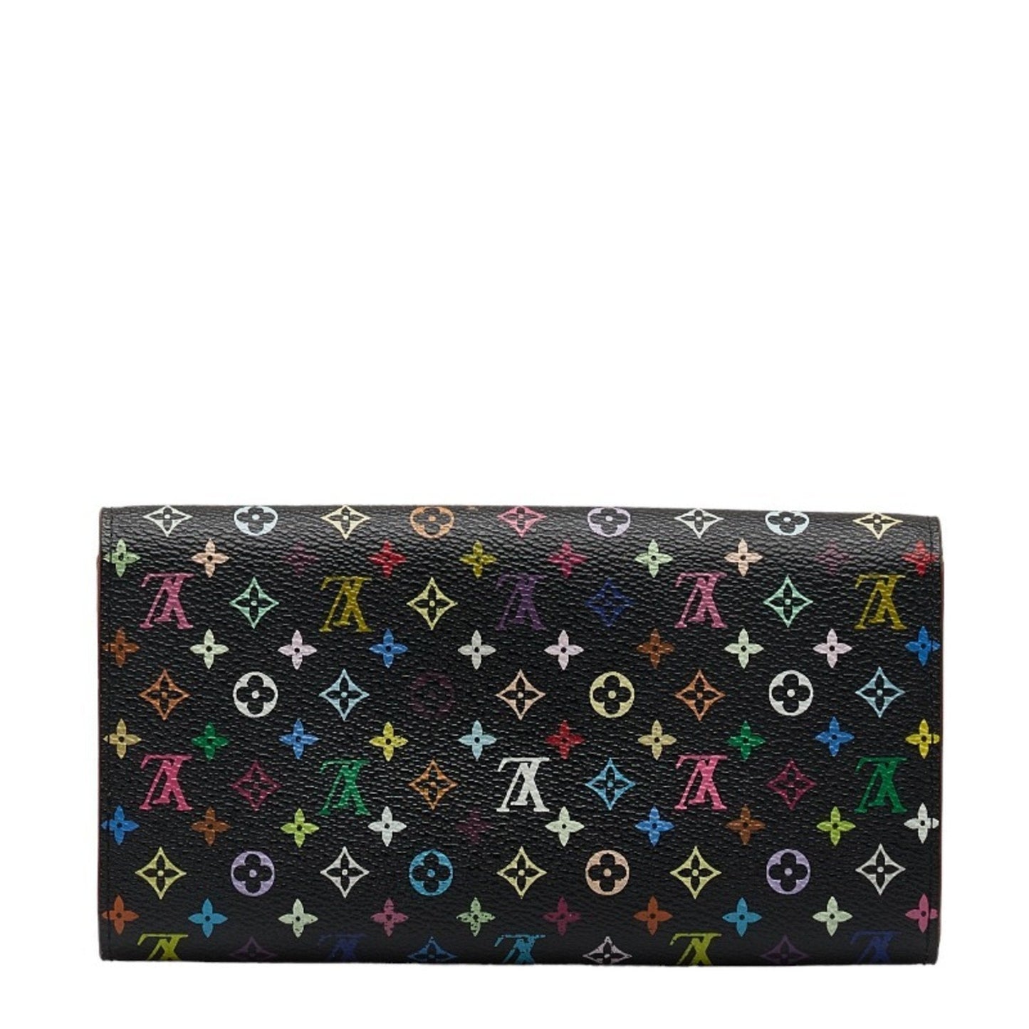 LOUIS VUITTON Monogram Multicolor Portefeuille Sarah Long Wallet M93533 Noir Black PVC Leather Women's