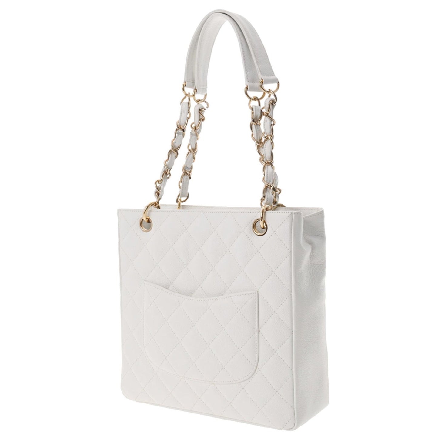 CHANEL PST White Women's Caviar Skin Tote Bag