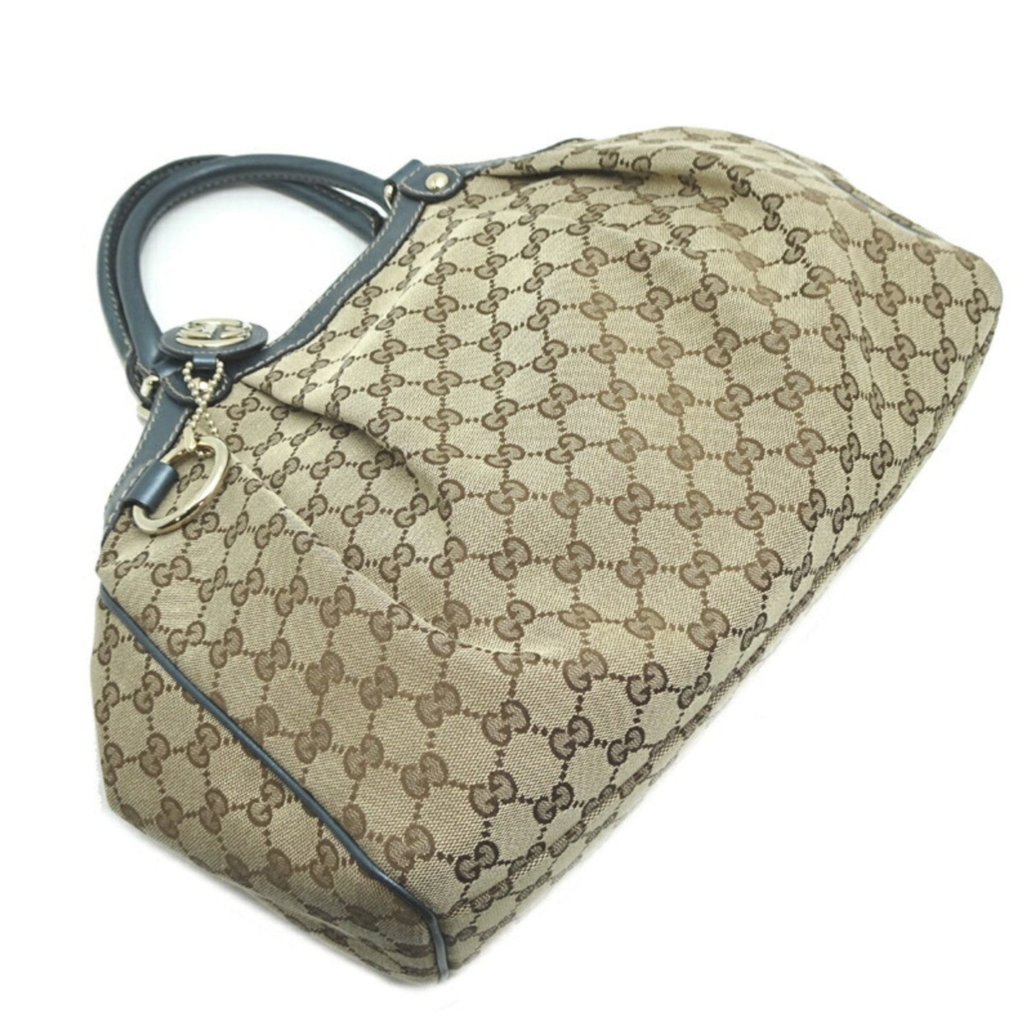 Gucci Beige Blue Brown Gg Canvas Leather Handbag Shoulder Bag