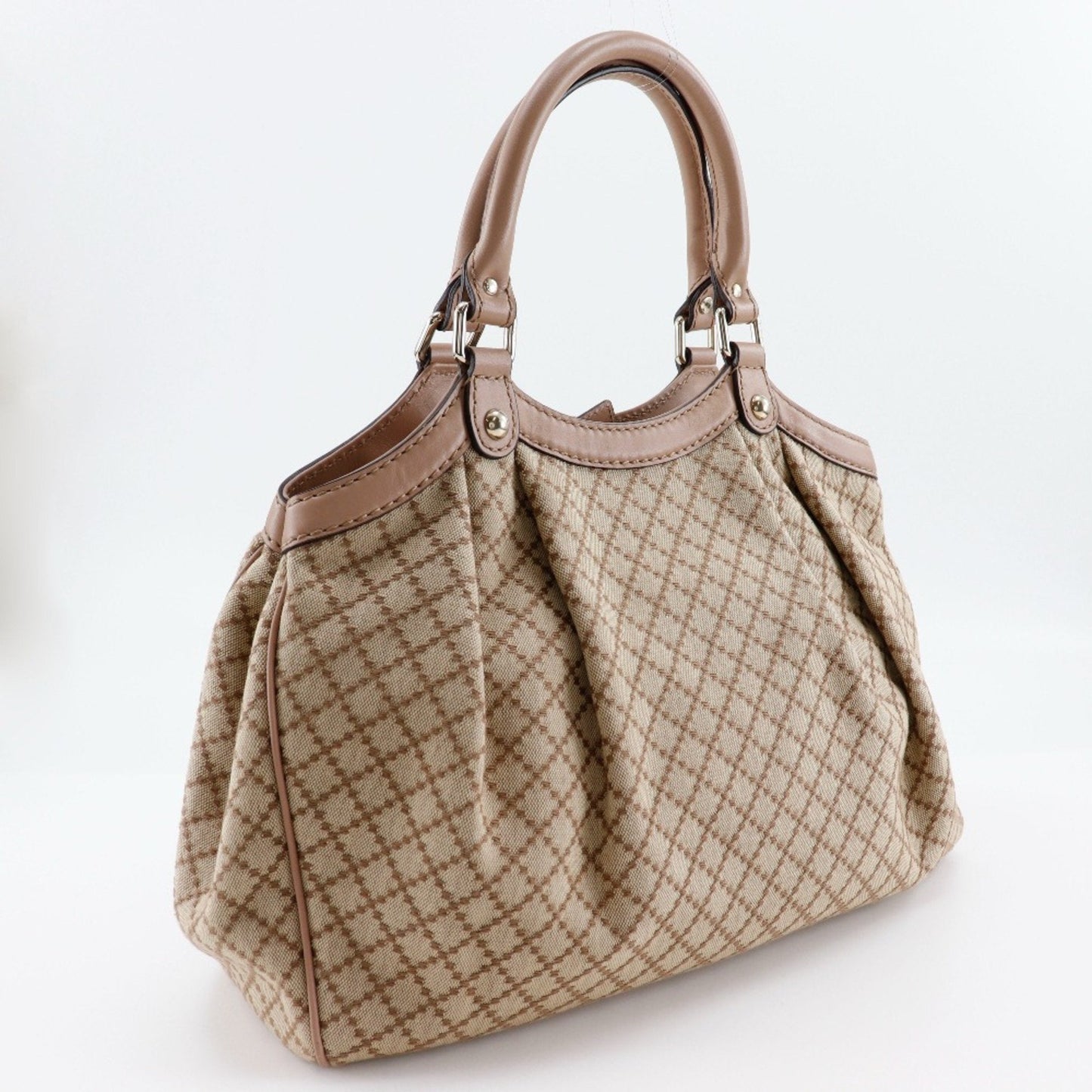 Gucci Beige Pink Canvas Handbag