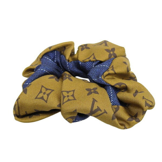 LOUIS VUITTON Monogram Silk Scrunchie Be Mindful Hair Tie M77011 Brown Blue Ladies