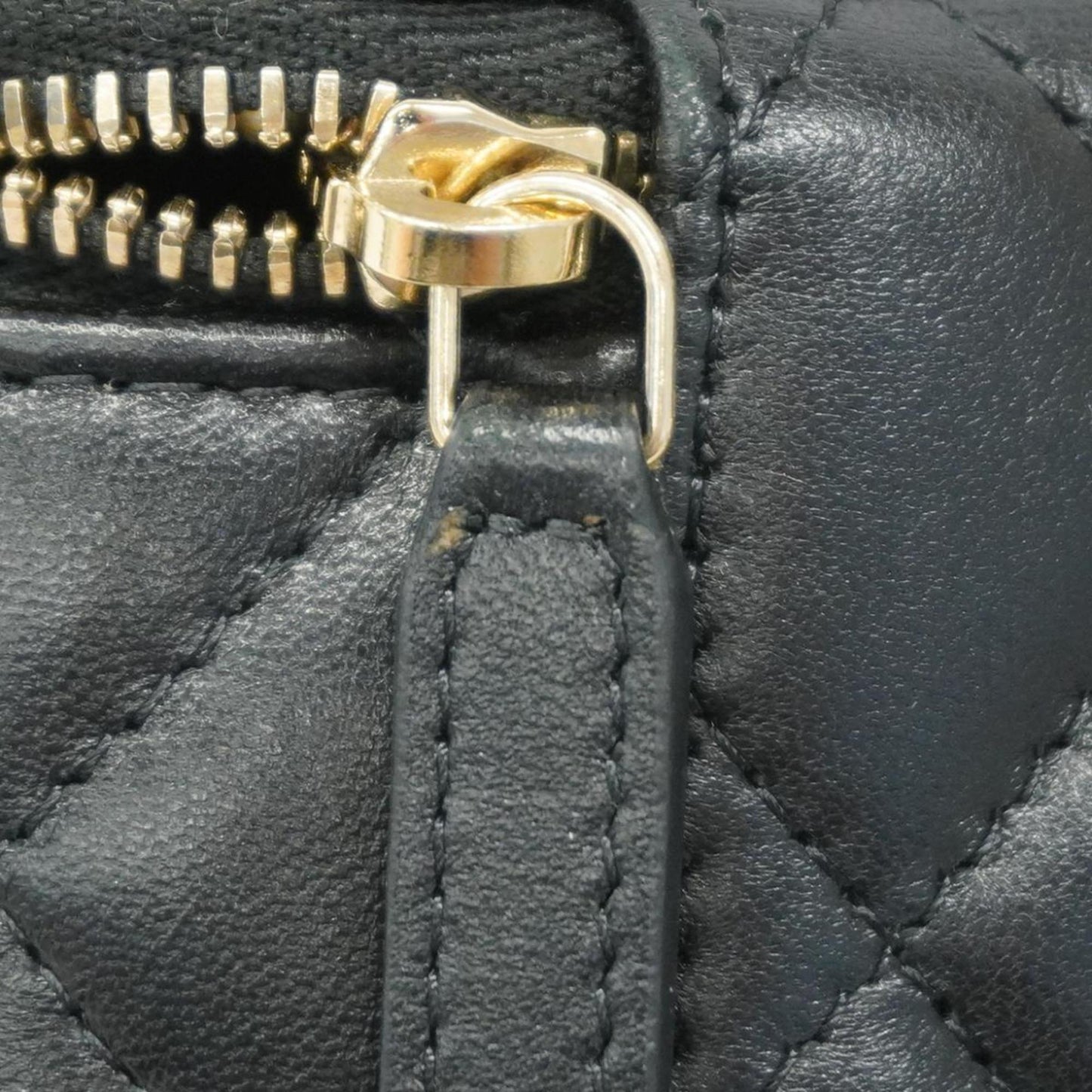 Chanel Shoulder Bag Matelasse Chain Lambskin Black Champagne Women's
