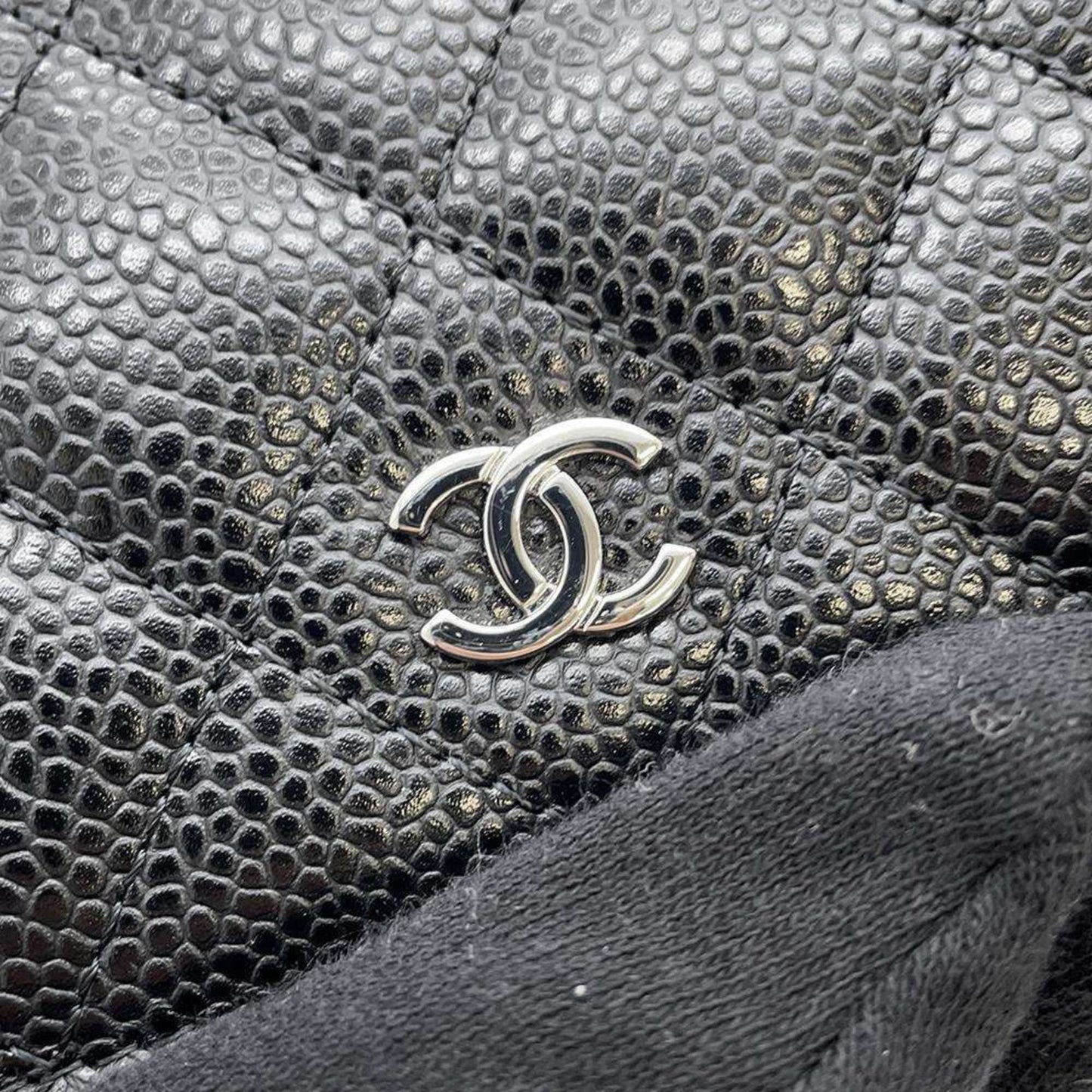 Chanel Chain Wallet Classic Matelasse Coco Mark Caviar Skin AP0250 CHANEL Black