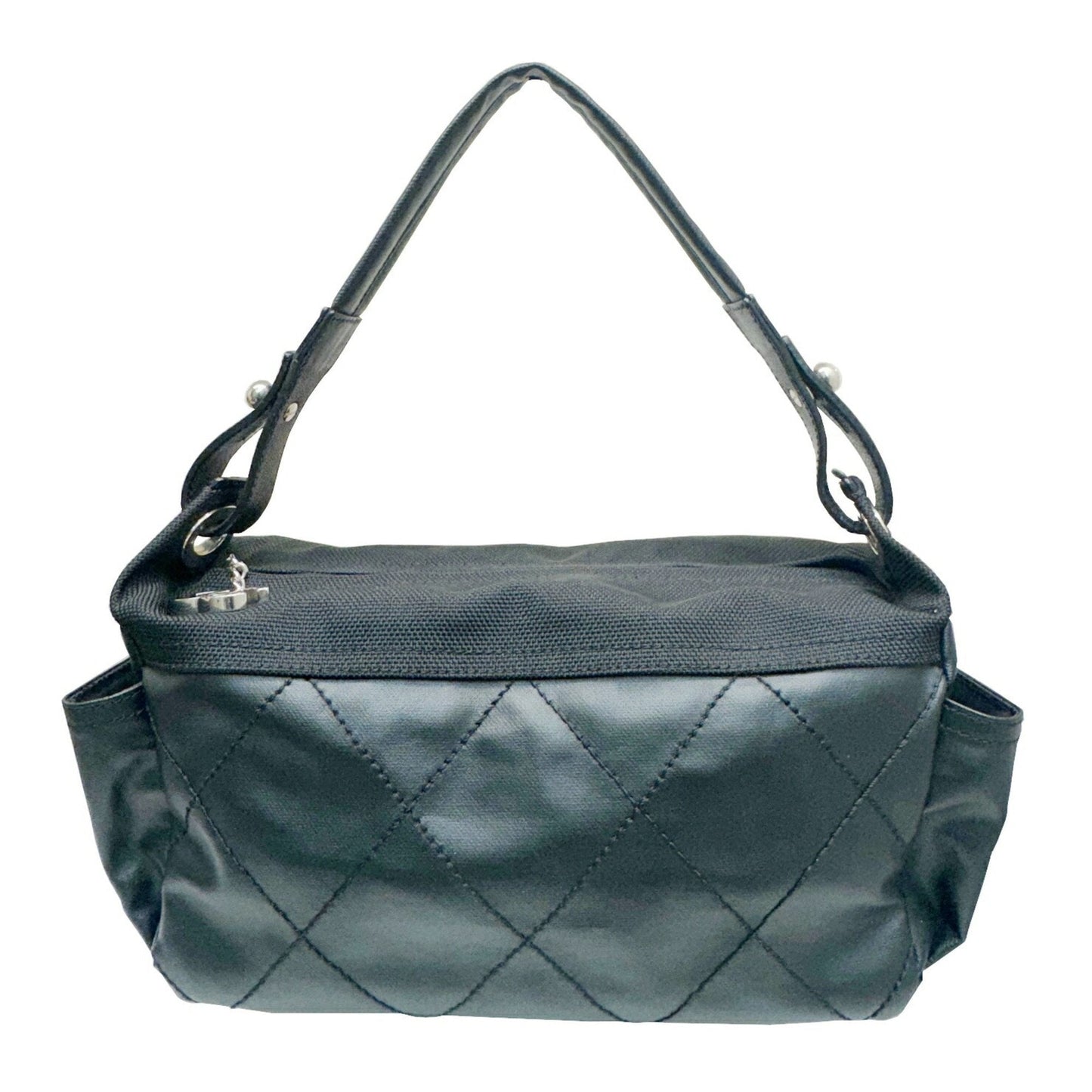 CHANEL Paris Biarritz Shoulder Bag A34205 Coated Canvas Black 1
