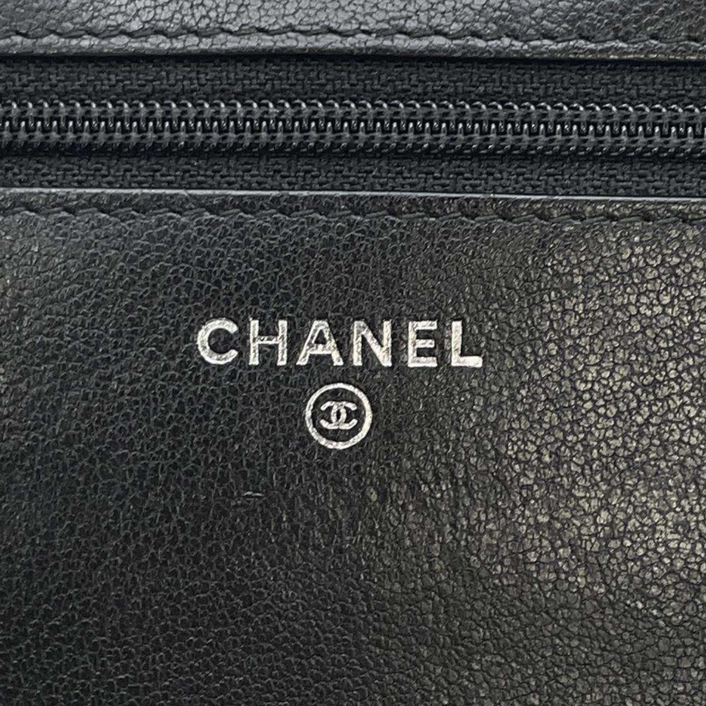 Chanel Chain Wallet 2.55 Chevron Studs V Stitch Lambskin CHANEL Black