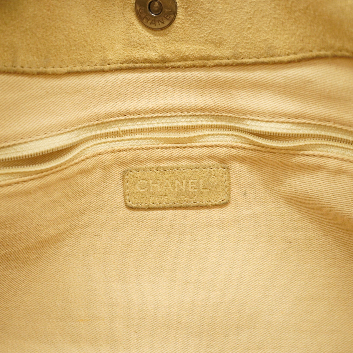 ChanelAuth  Chain Shoulder Women's Canvas Shoulder Bag Beige